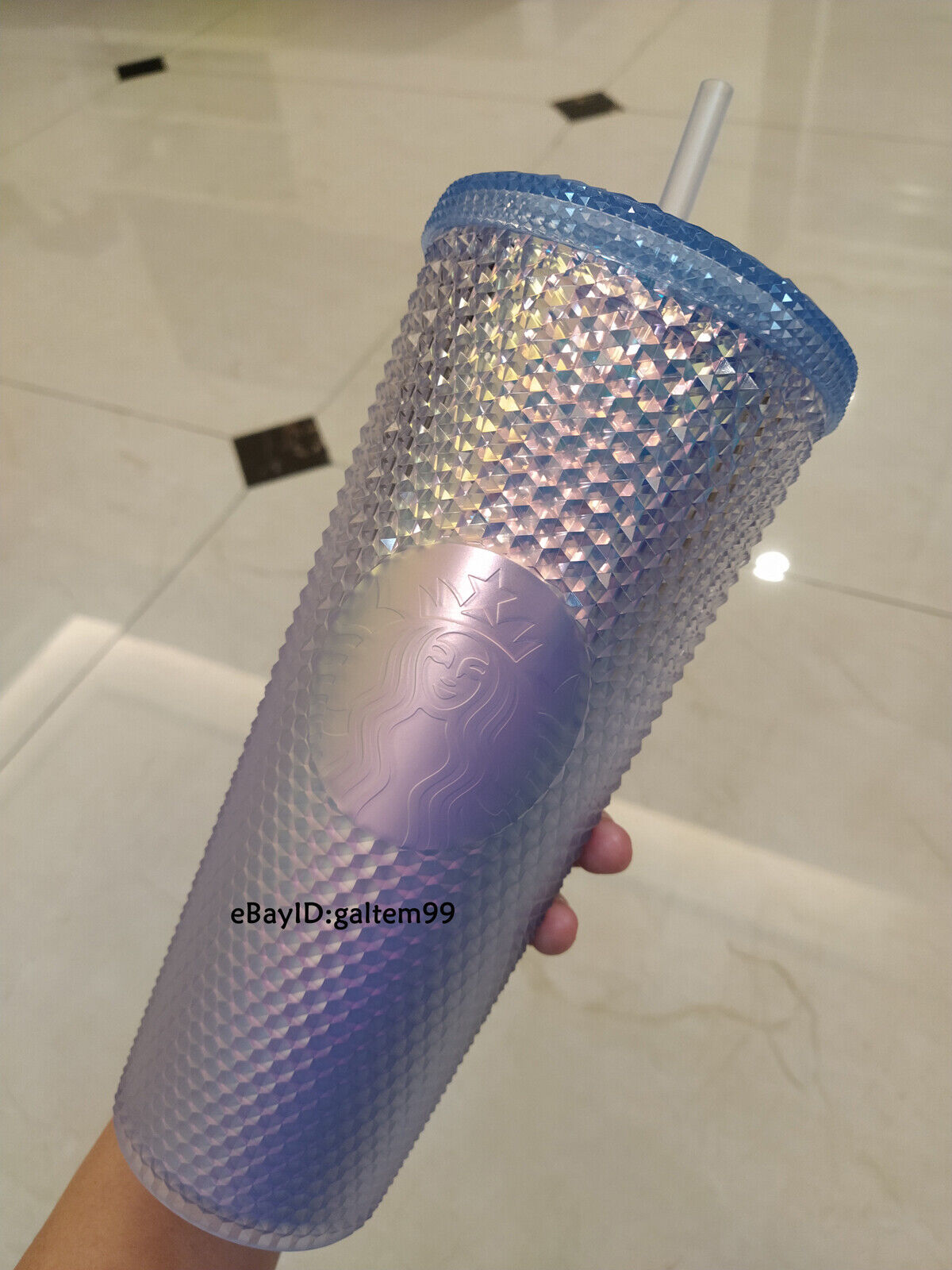 Starbucks China 2021 Christmas Ice Blue Gradient Studded Tumbler 24oz Cold Cup