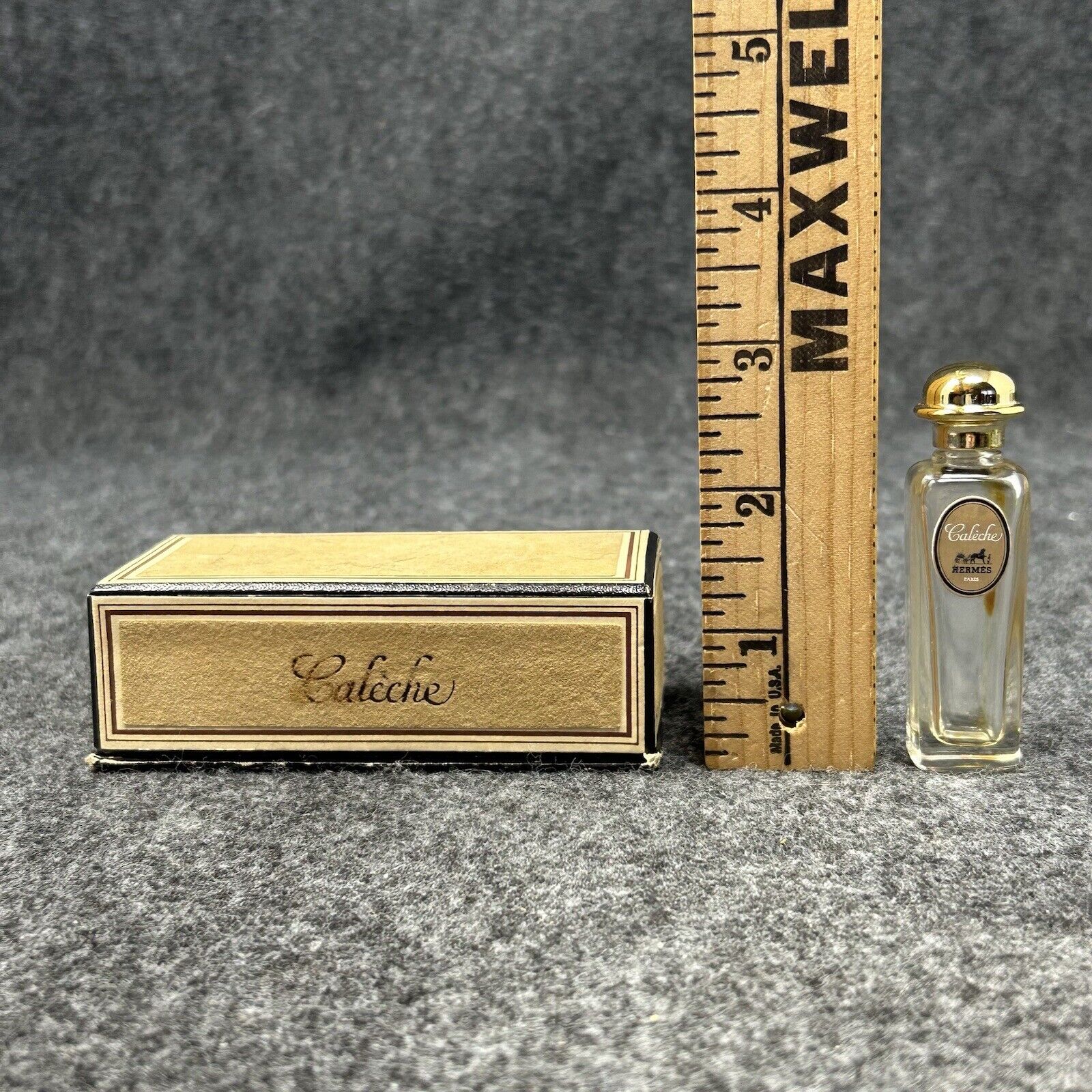 Hermès Calèche Vintage Perfume Bottle MCM Velvet Satin Lined Box Sample Mini