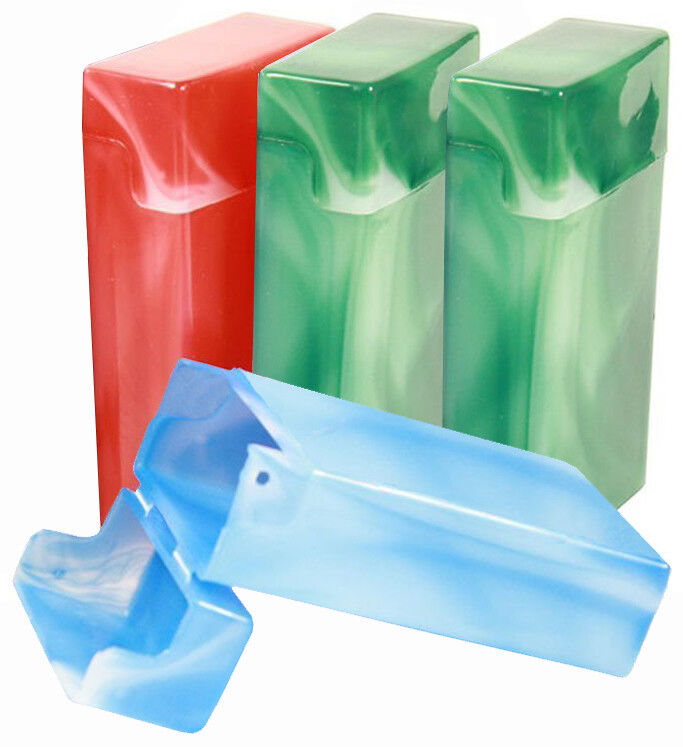 4 Pack Crush-Proof Plastic Flip Top Hinged Lid Cigarette Case for 100's - 3214