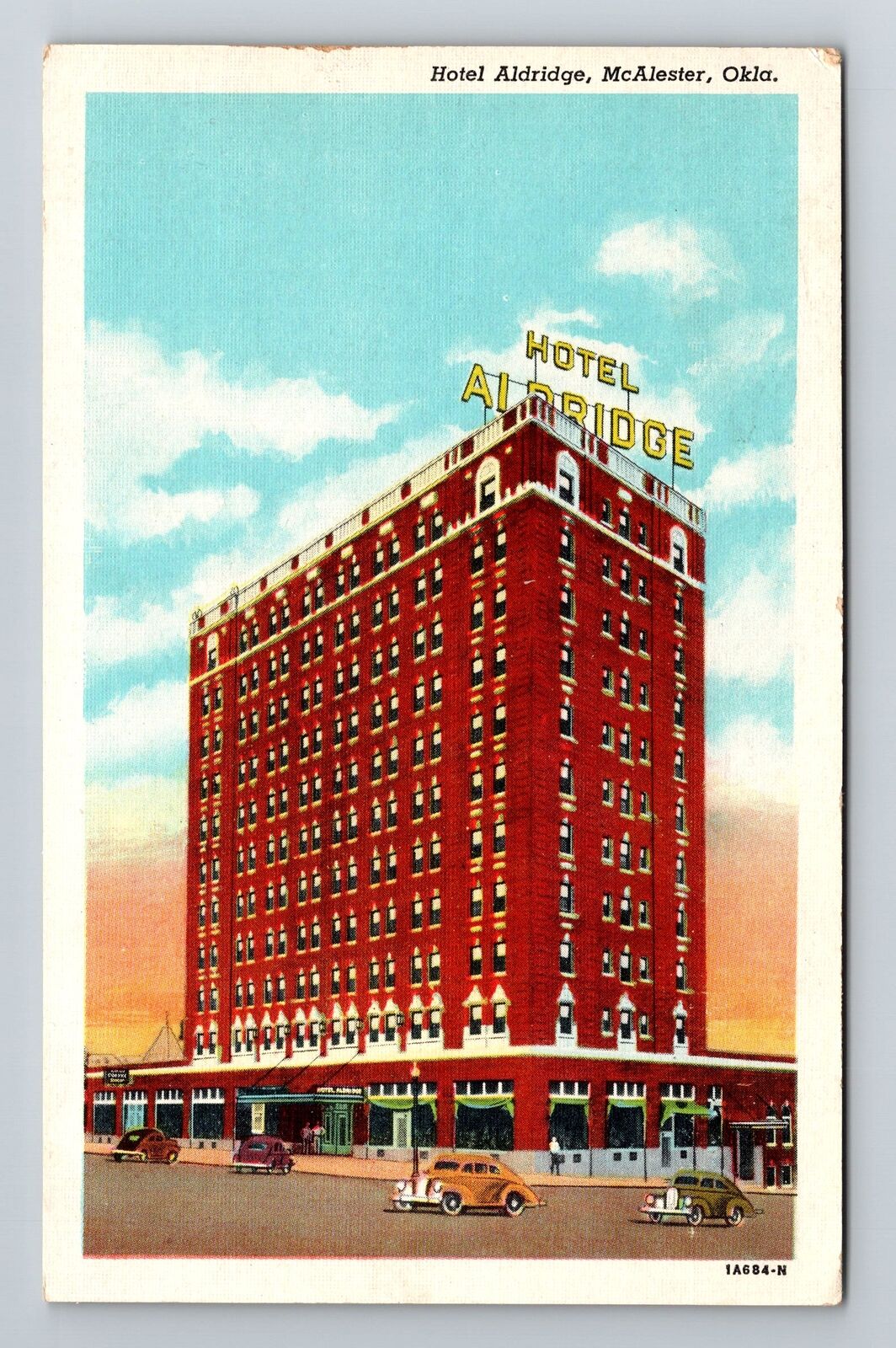 McAlester OK-Oklahoma, Hotel Aldridge, Exterior, Vintage Postcard