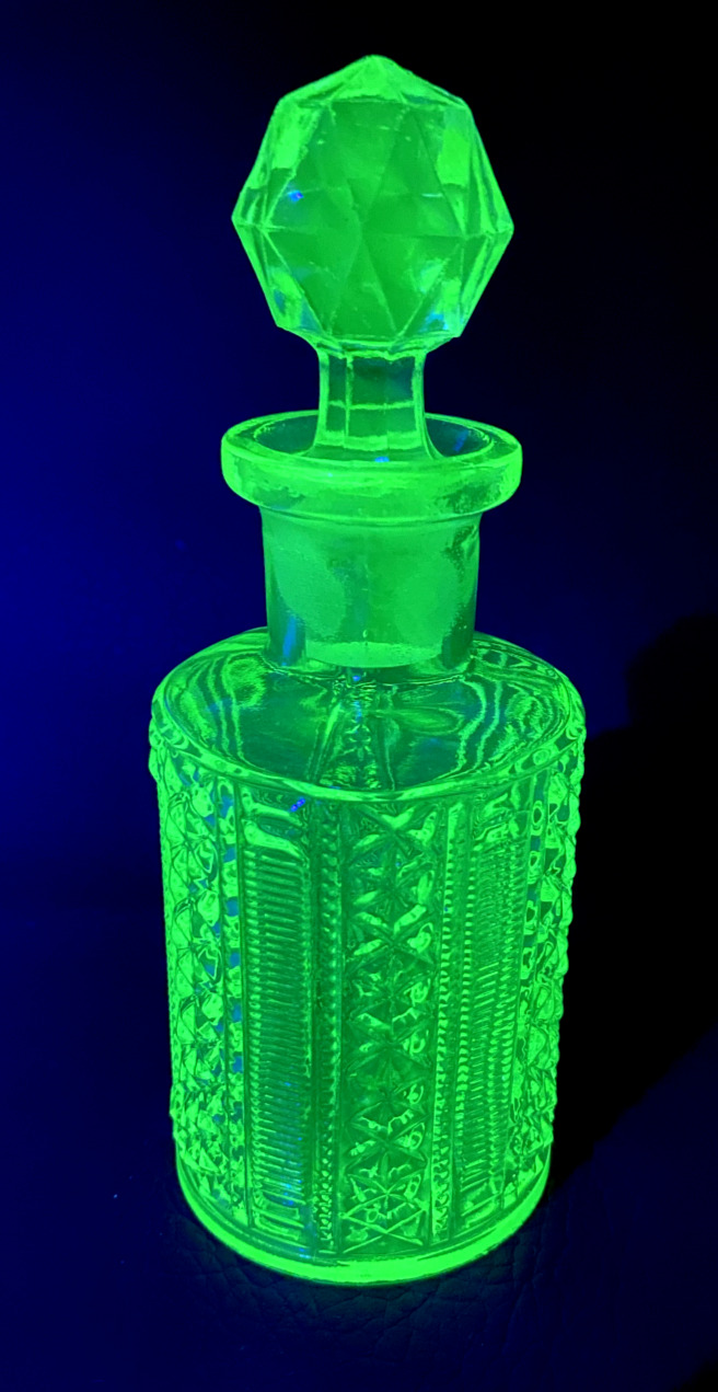Vintage Val Saint Lambert Perfume Bottle Flacon Yellow Uranium Vaseline Glass