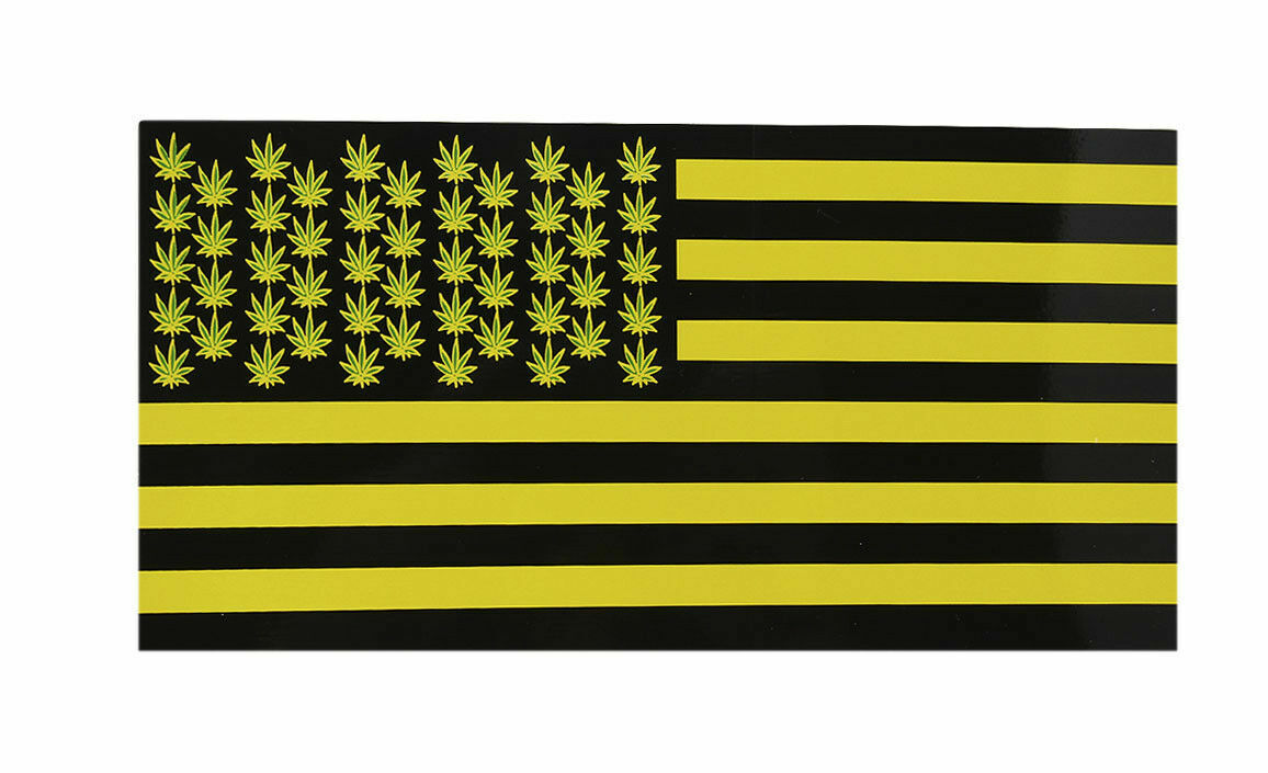 USA Weed Marijuana Cannabis Yellow Black Vinyl Decal Bumper Sticker