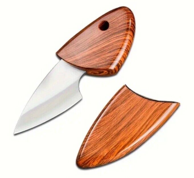 Fruit Knife Super Sharp Stainless Steel Camping Every Day Carry Wood Grain.