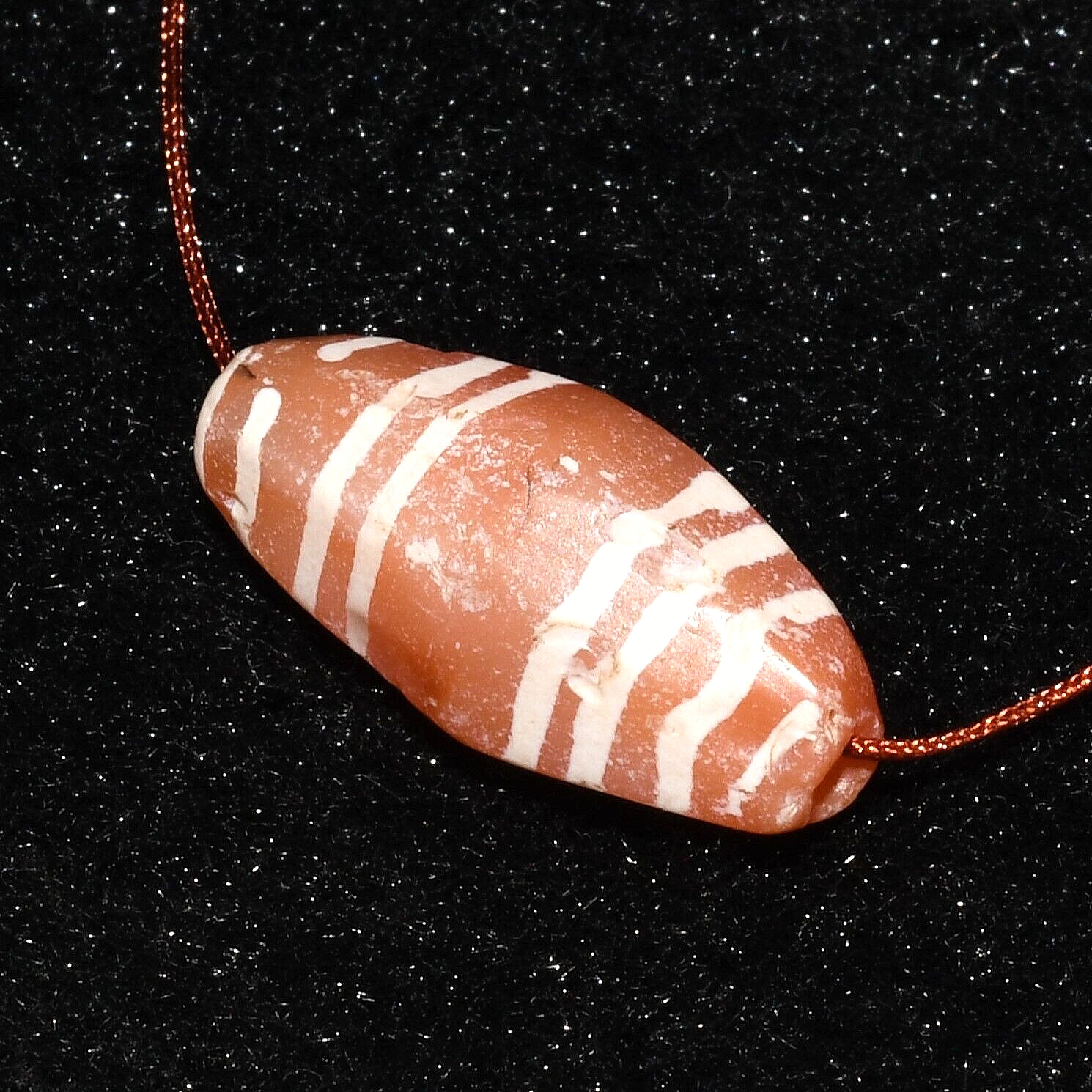 Large Ancient Etched Carnelian Longevity Bead with 8 Stripes in good Condition