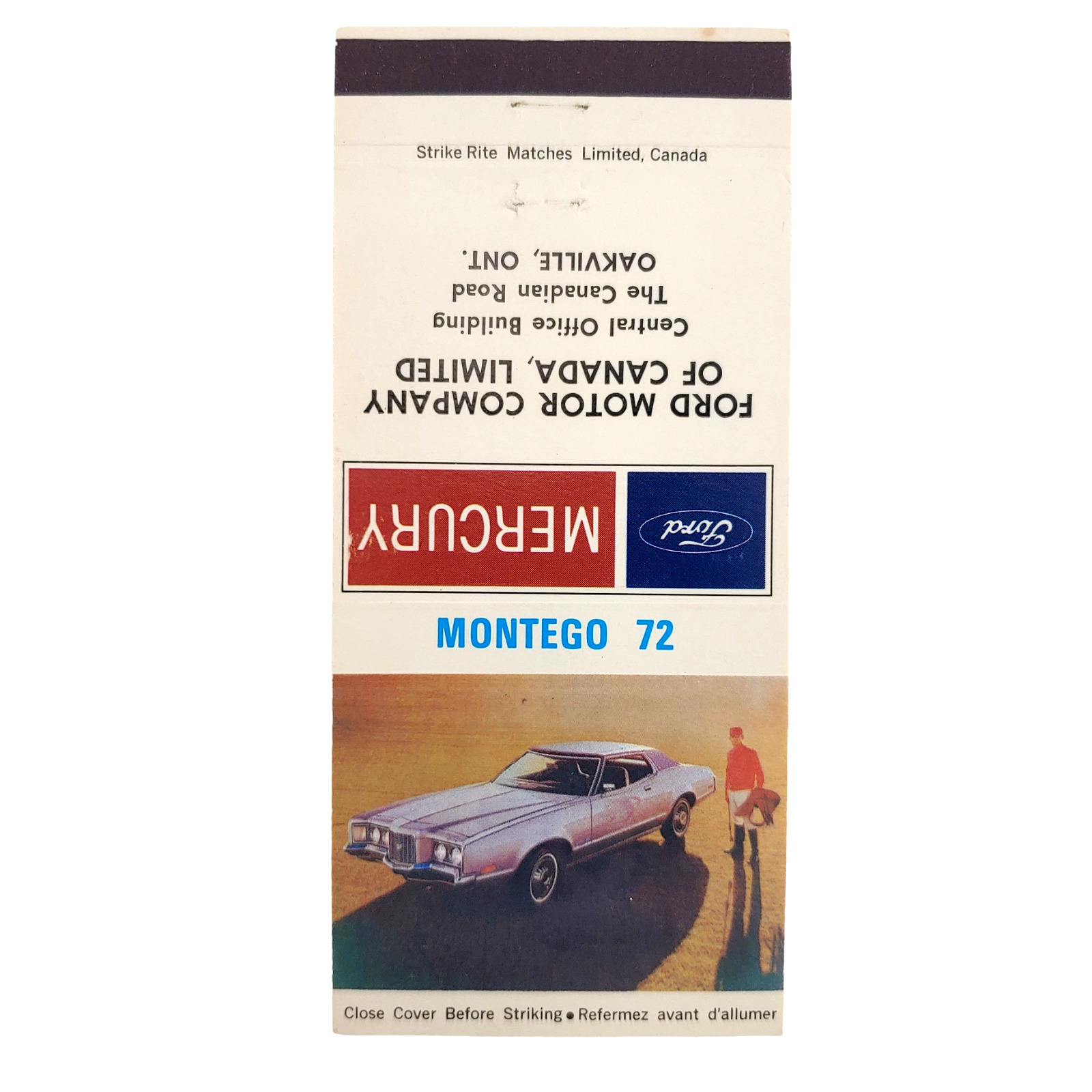 Vintage Matchbook Cover 1972 Mercury Montego - Ford Motor Company of Canada LTD