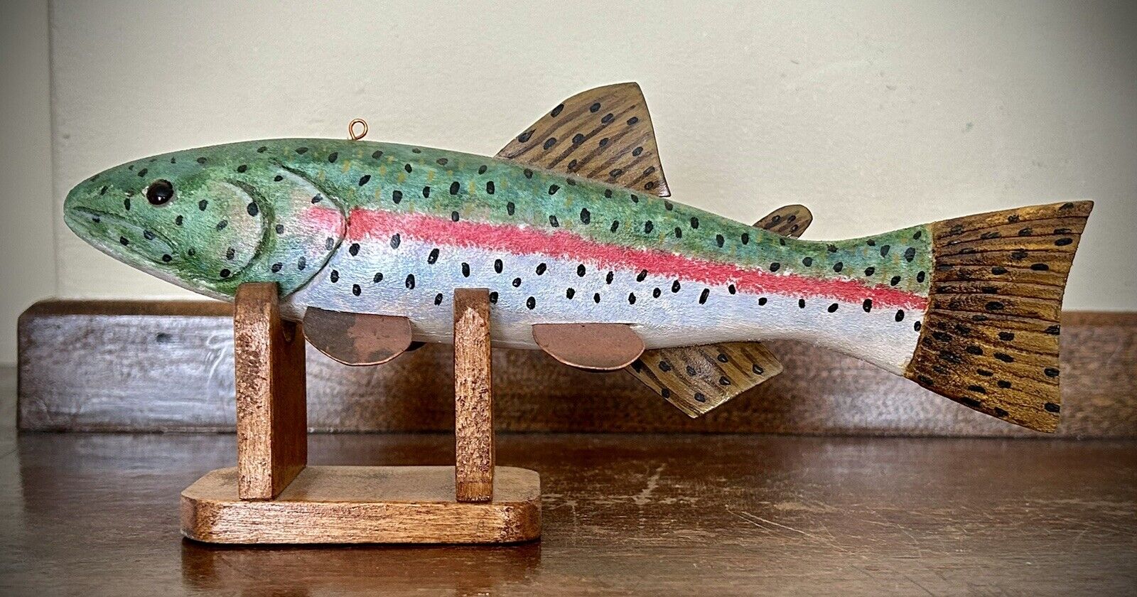 Hand Carved Wood Trout Fish Sculpture Decoy Signed Tim Gillett 9”Long  2.5”Tall