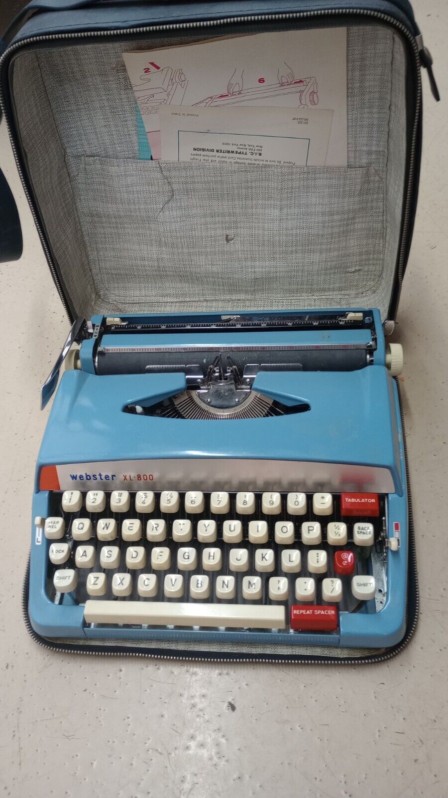 Vintage Brother WEBSTER XL-800 Blue Manual Portable Typewriter Not Tested Rare 