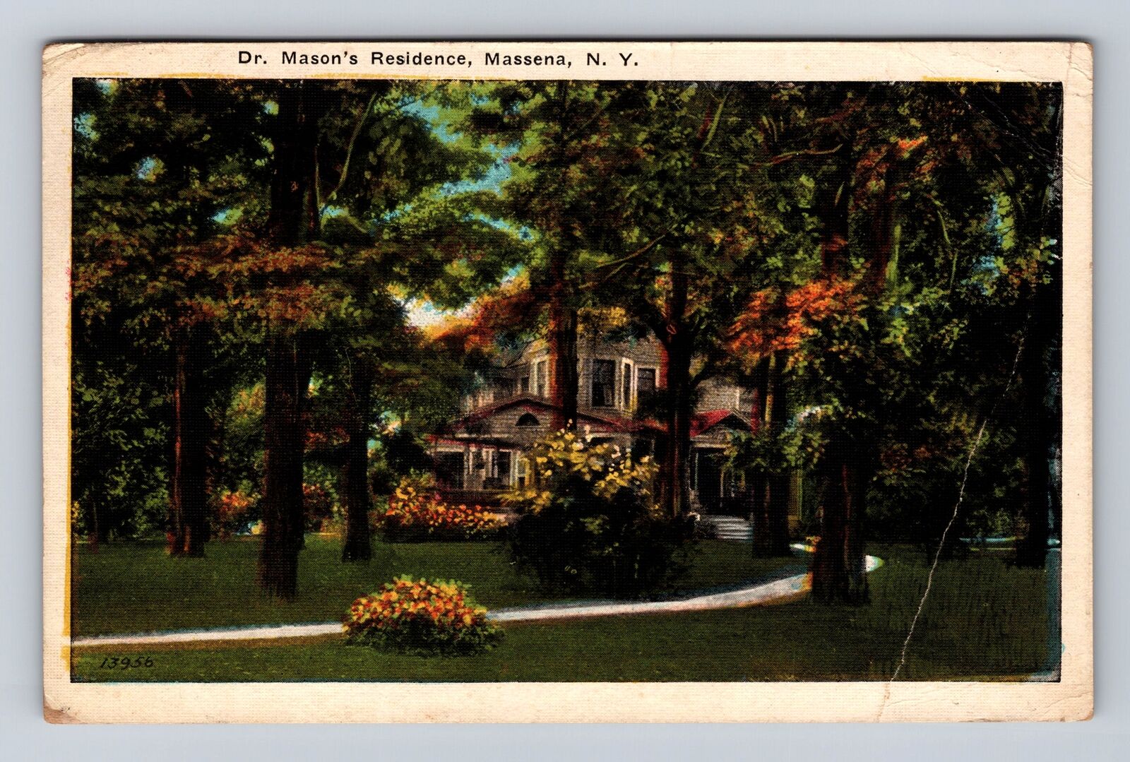 Massena NY-New York, Dr Mason's Residence, Antique Vintage Souvenir Postcard