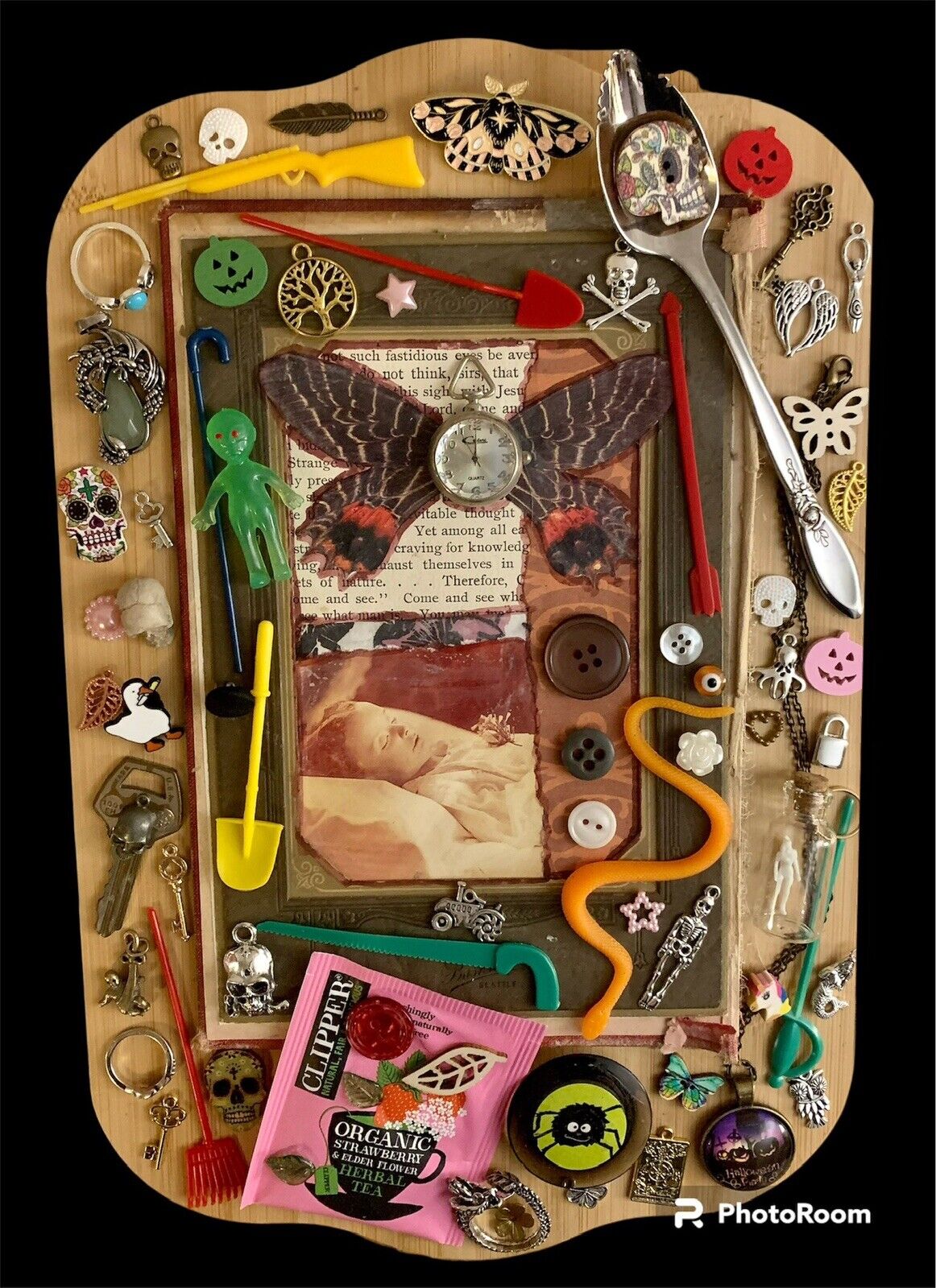 Death Watch Original Assemblage Art Oddities Jewelry Charms Junk Drawer Lot