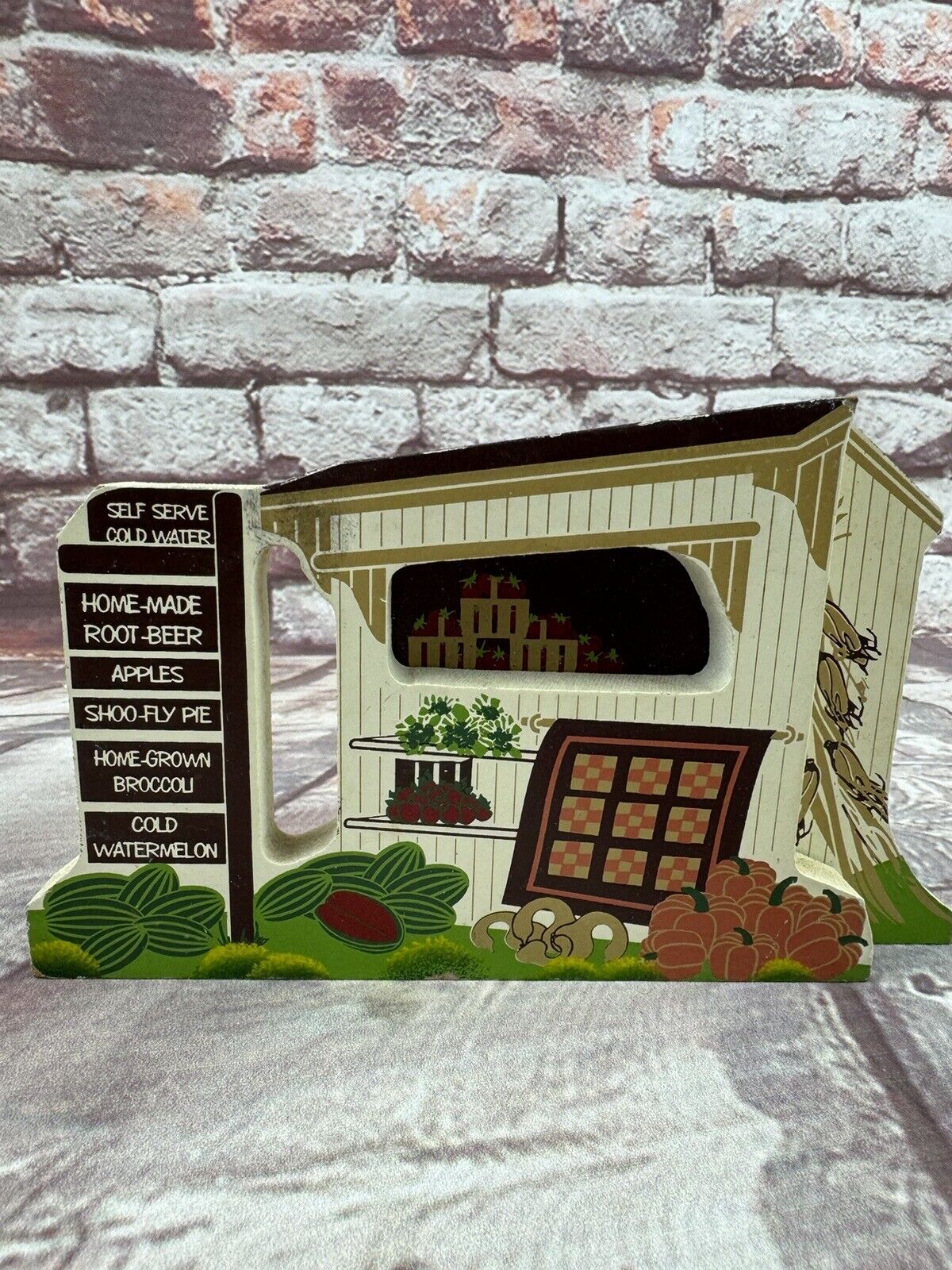 1995 Sheila's Collectible Wood House Amish Fall Harvest Roadside Stand Folk Art