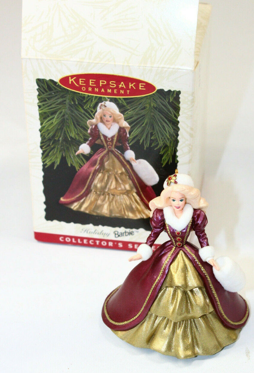 Hallmark 1996 Holiday Barbie Ornament Collector\'s Series Purple Gold Dress