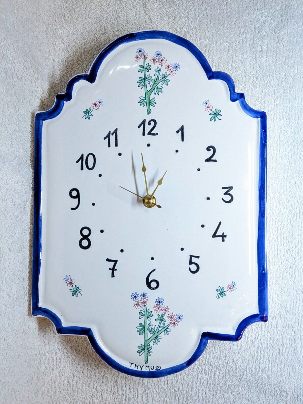 Vintage Williams Sonoma Thymus Hand Painted Porcelain Wall Clock Made in Italy