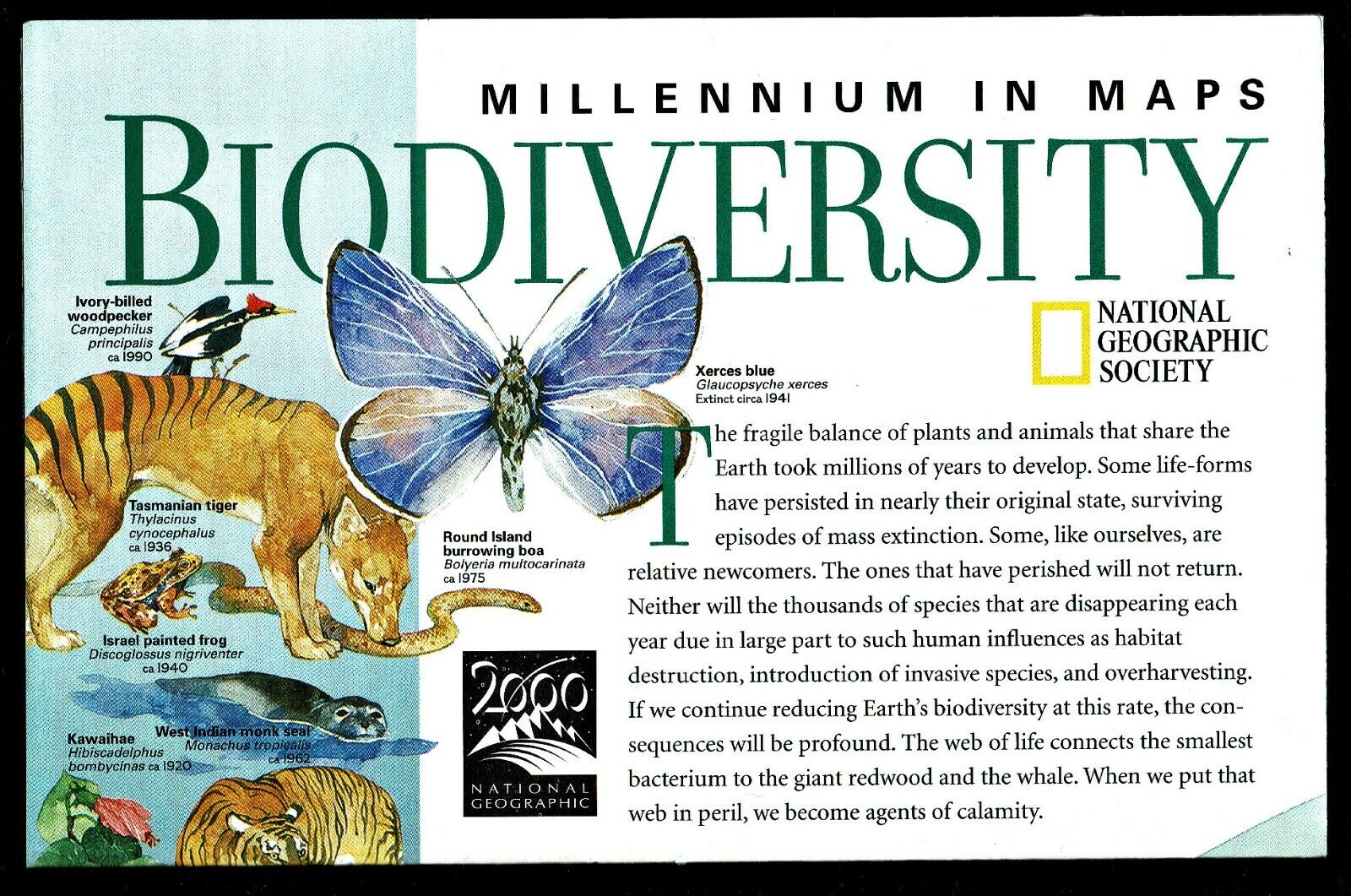 ⫸ 1999-2 February BIODIVERSITY Millennium Maps Geographic Map EARTH'S BALANCE A3