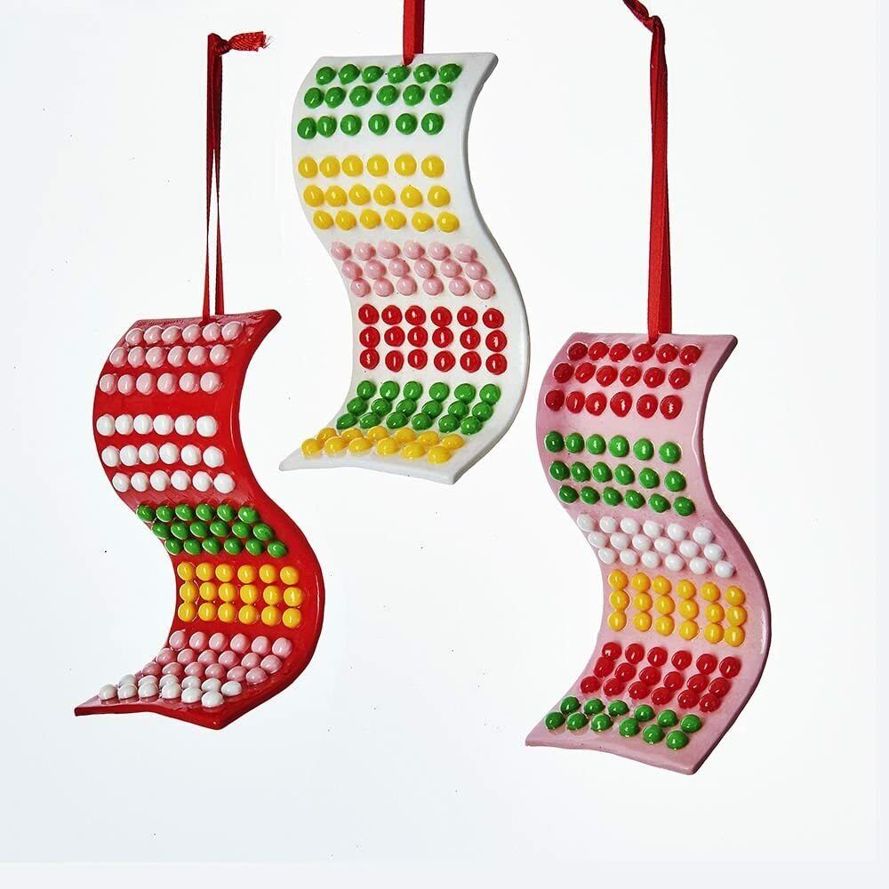 Kurt Adler 3.5 Inch Claydough Dot Candy Ornaments - Set of 3