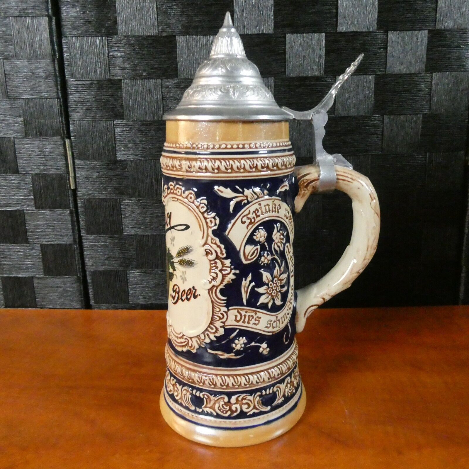 Vintage Gerz W Germany Olympia Beer Stein Pewter Lid Used Excellent Condition