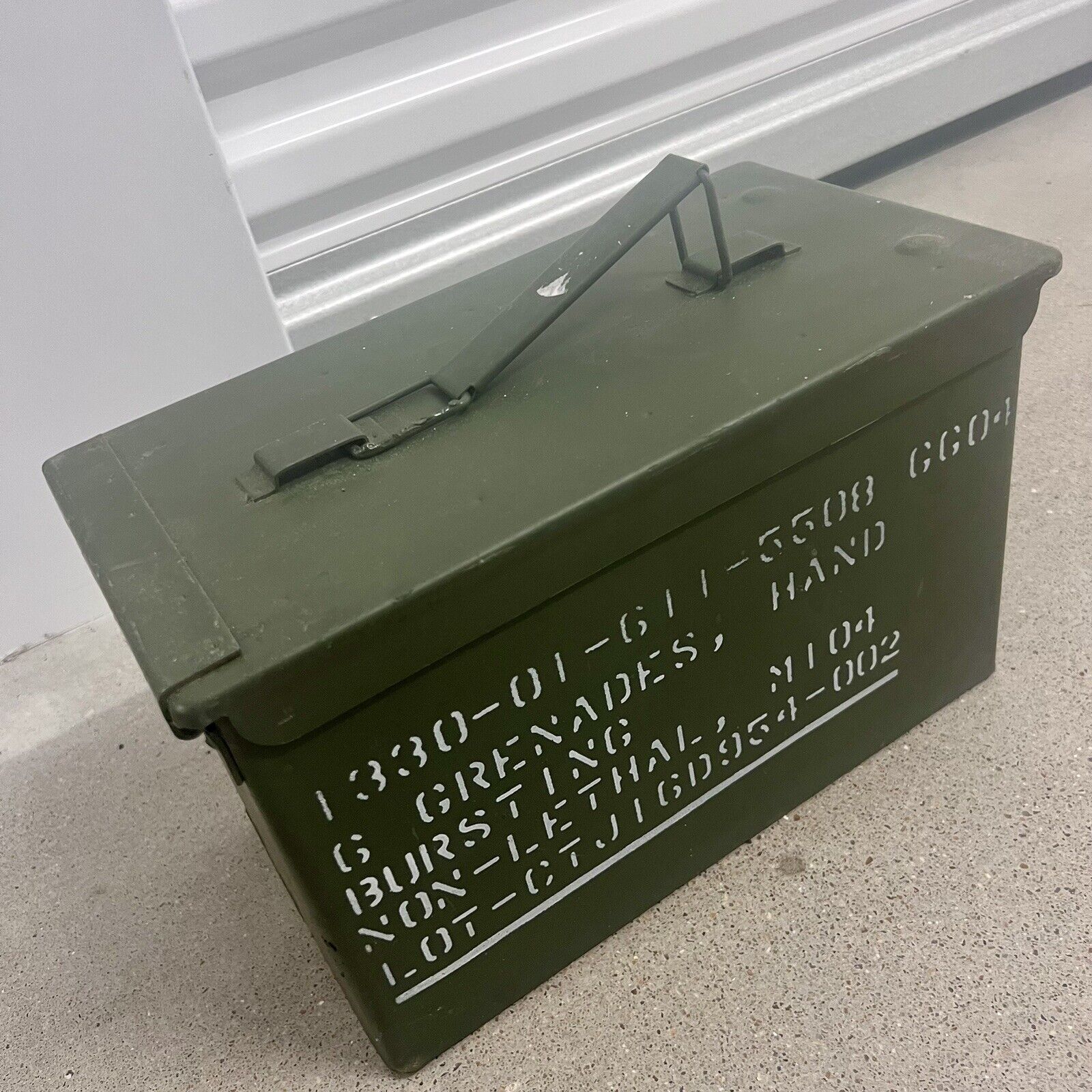 US Military Metal Empty Ammo Can Box G Grenades, Hand Bursting Non Lethal M104