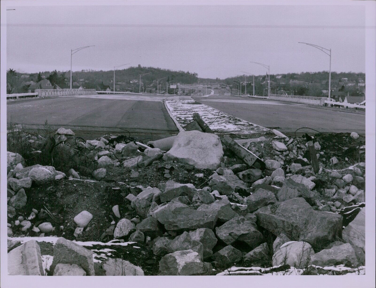 LG782 1962 Original Photo ROUTE 93 MEDFORD MA New England Road Construction Site