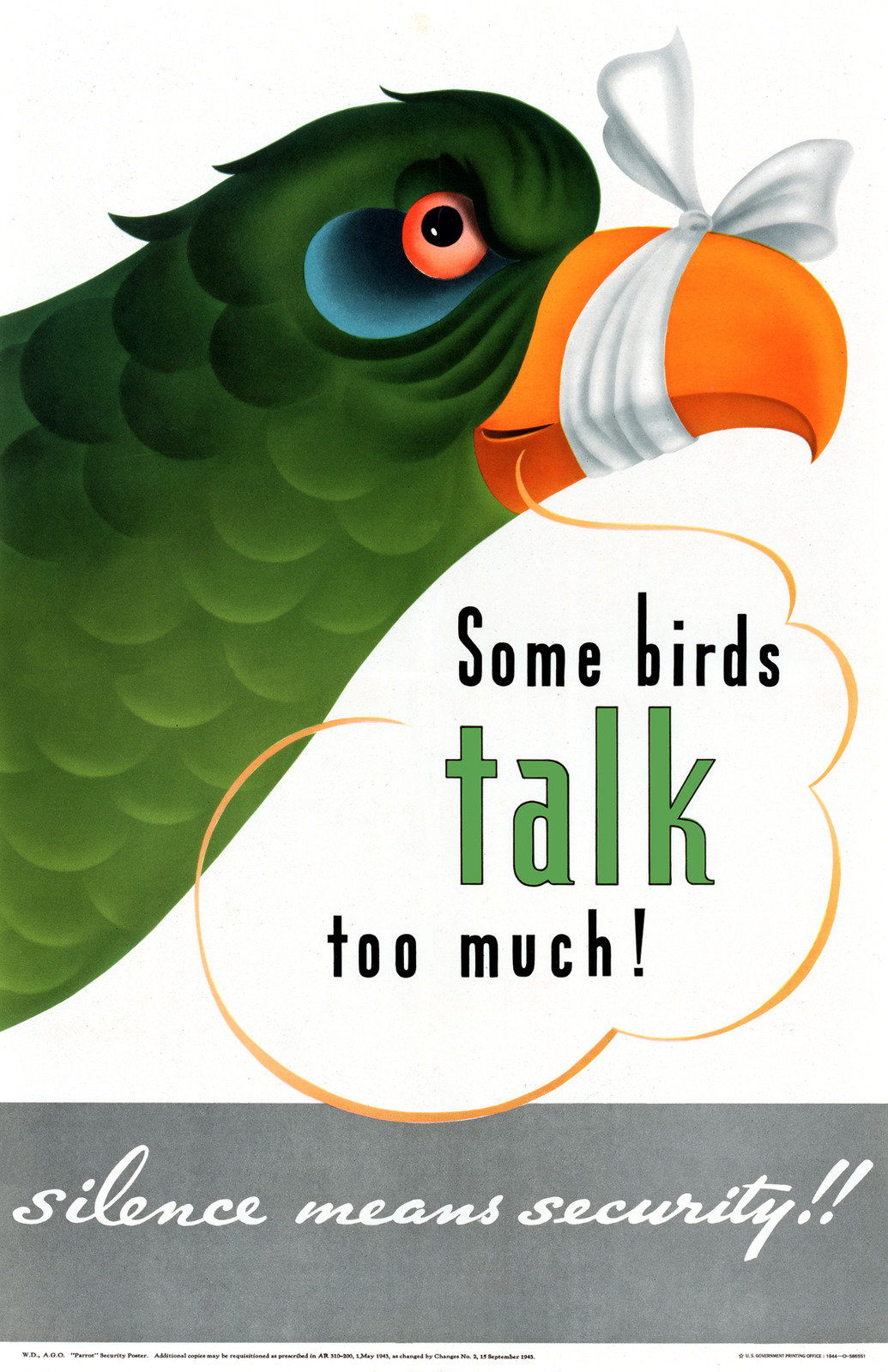 1942-1945 Vintage WWII Some Birds Talk Too Much Art Print 11\
