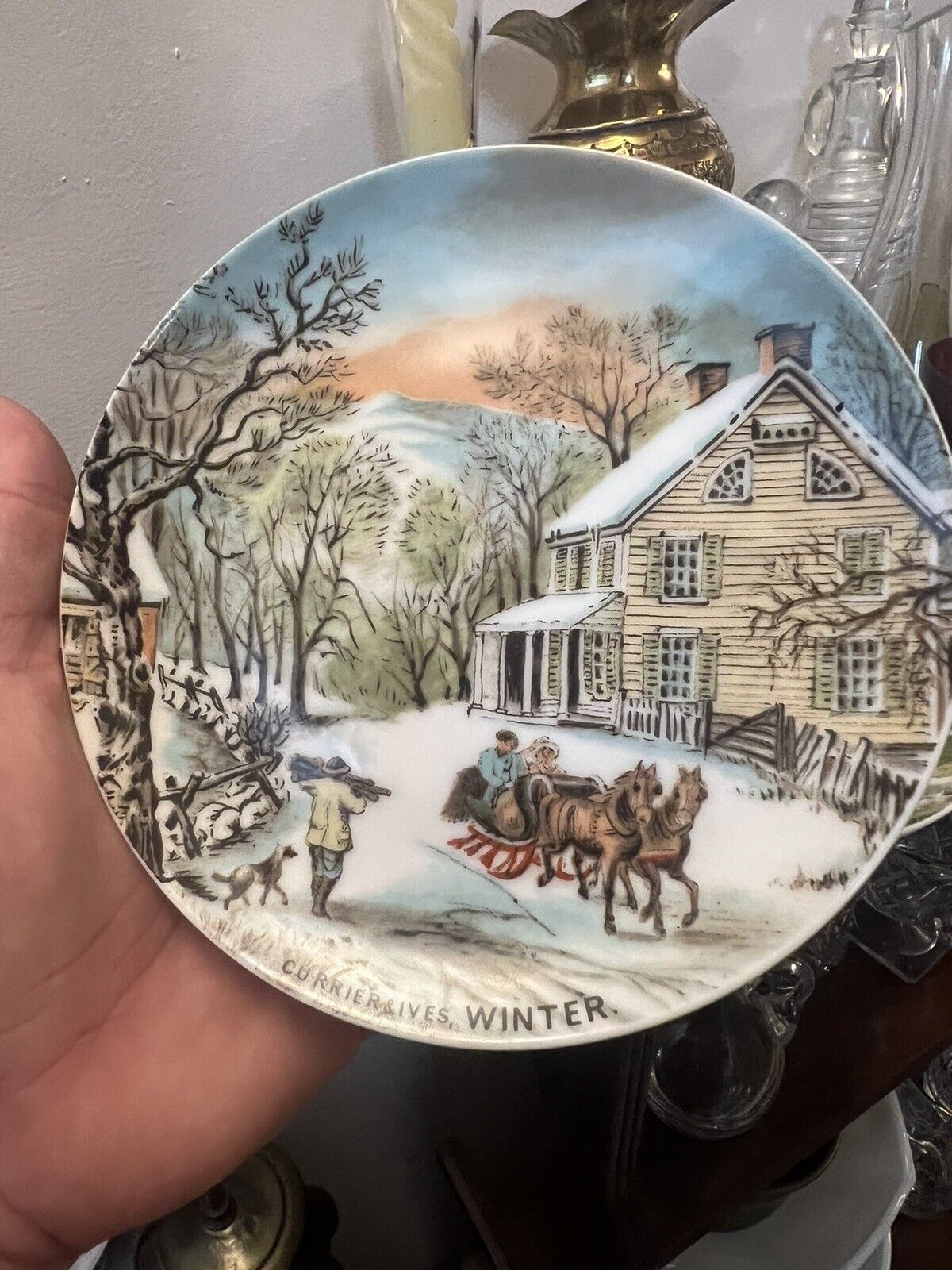 Currier and Ives Set Of 4 Seasons Plates Decorative Wall Plates 6 Inch Vintage