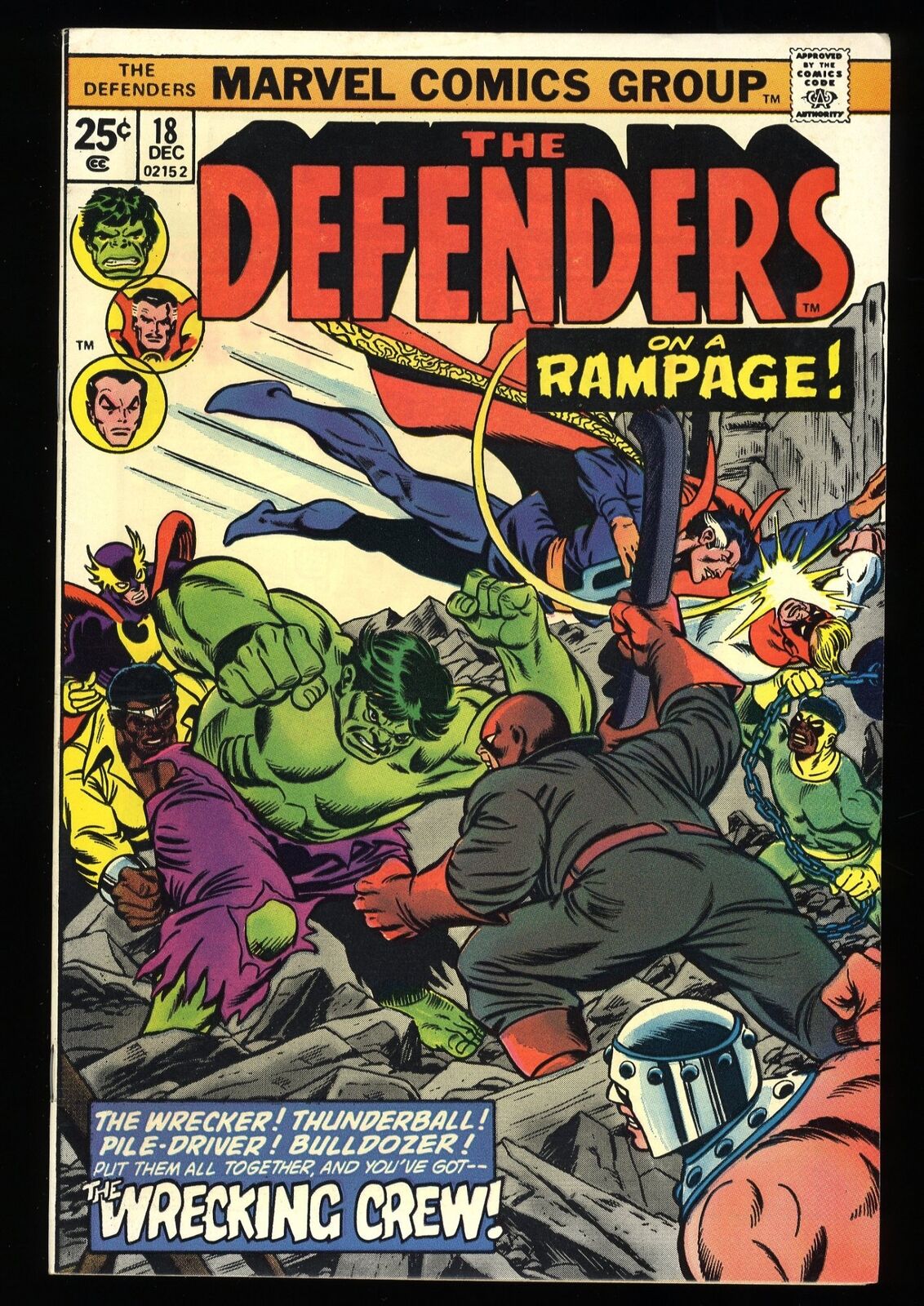 Defenders #18 NM 9.4 1st Appearance Full Wrecking Crew Rampage Marvel 1974