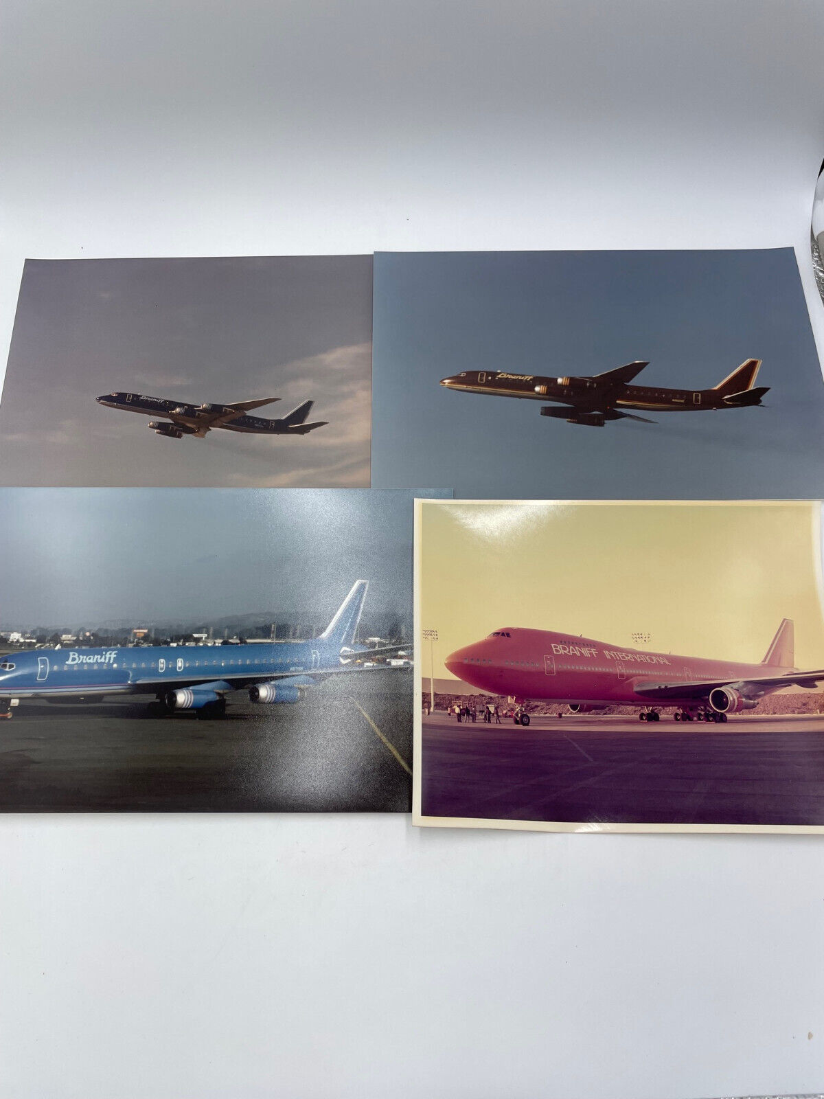 Lot of 4 Vintage Braniff International Airlines Airplane Jet Pictures Photos