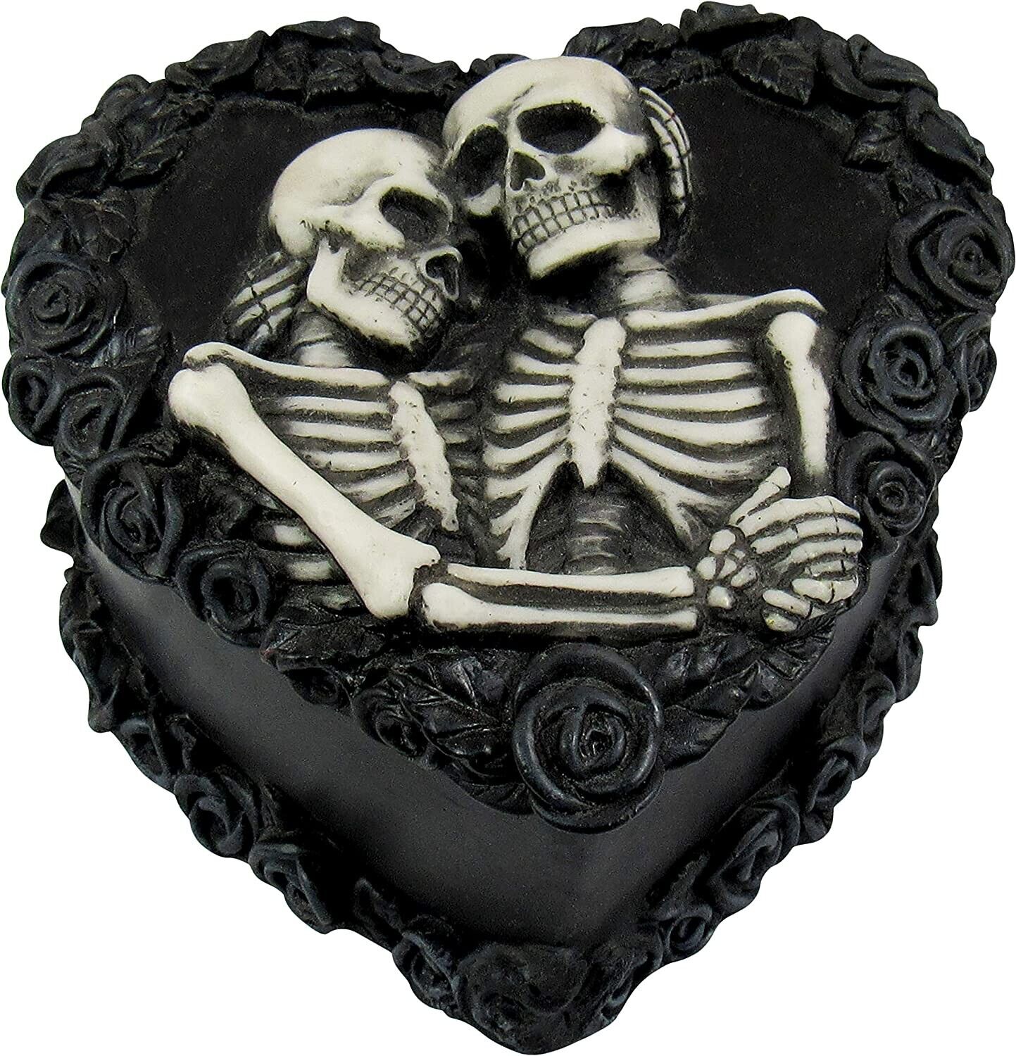 To Have & To Hold, Gothic Skeleton Lovers Embracing on Black Rose Keepsake