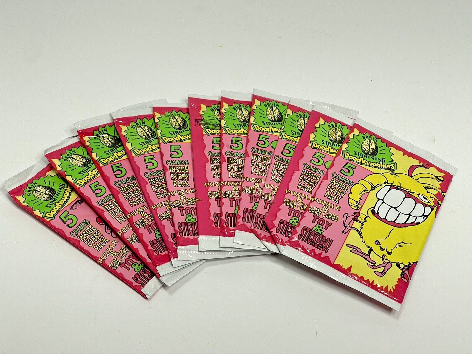 Brain Straining Doodlewonkers Vintage Trading Card Pack - Lot of 11 - Sealed/New