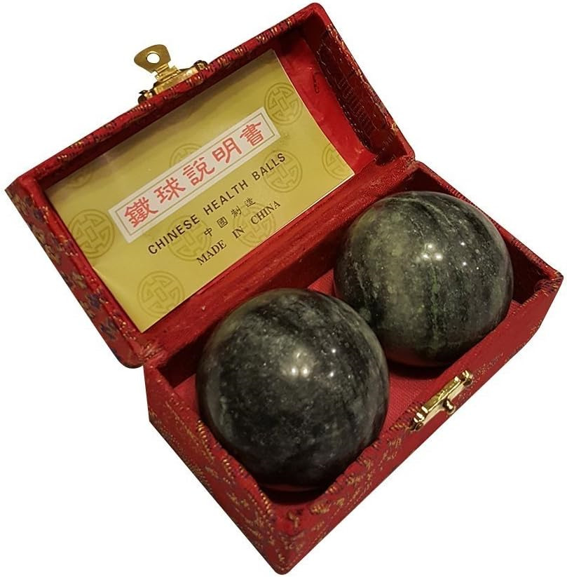 Black Marble Stone Chinese Healthy Exercise Massage Baoding Balls