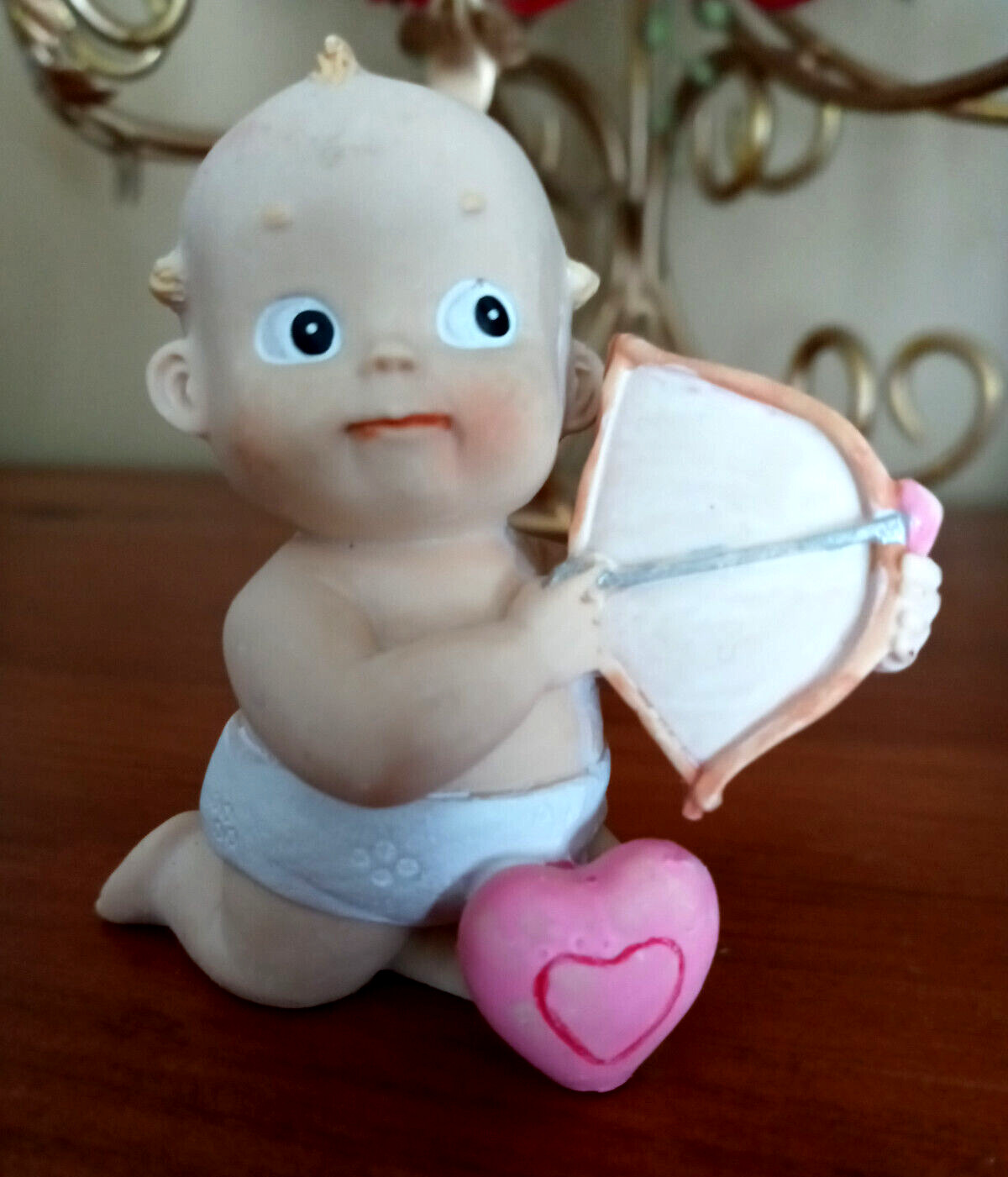 Gender Reveal Kewpie Cupid Baby in Diaper w/ Bow & Arrow Pink Heart 3\