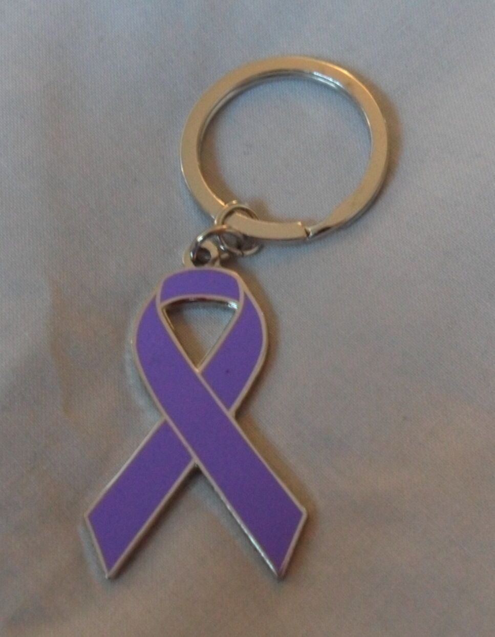 Eating Disorder Purple Awareness ribbon enamel keyring.Anorexia Nervosa, Bulimia