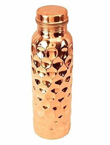 Pure Copper Diamond Hammered Water Bottle Health Benefits Yoga Ayurveda 32 oz
