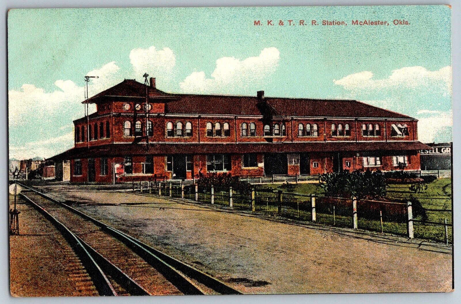 McAlester, Oklahoma OK - M. K. & T. R. R. Train Station - Vintage Postcards