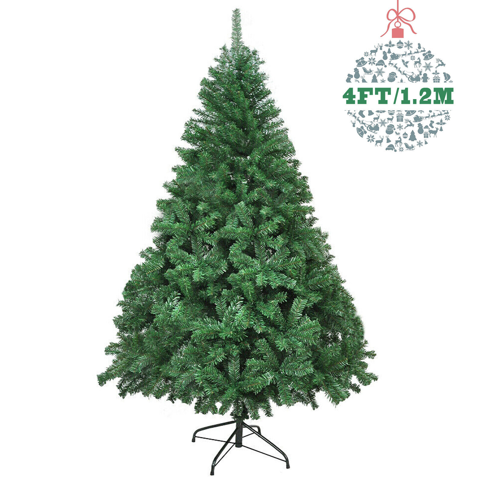 4ft 5ft 6ft 7ft Green Christmas Tree with Warm White LED Lights Xmas Outdoor