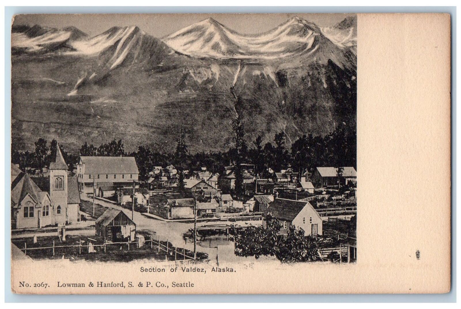 Valdez Alaska AK Postcard Bird's Eye View Of Residence Section c1905's Antique