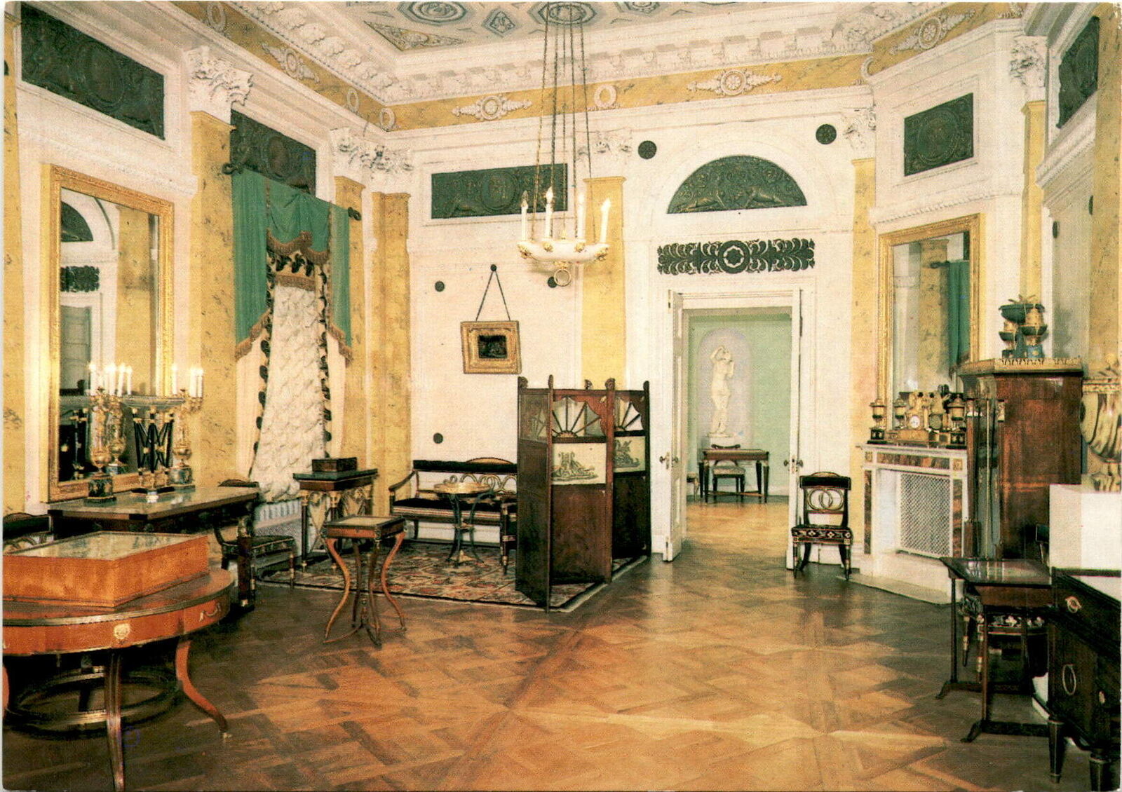Pavlovsk Palace Museum, Pilaster Room, Giacomo Quarenghi, Russia, vinta postcard