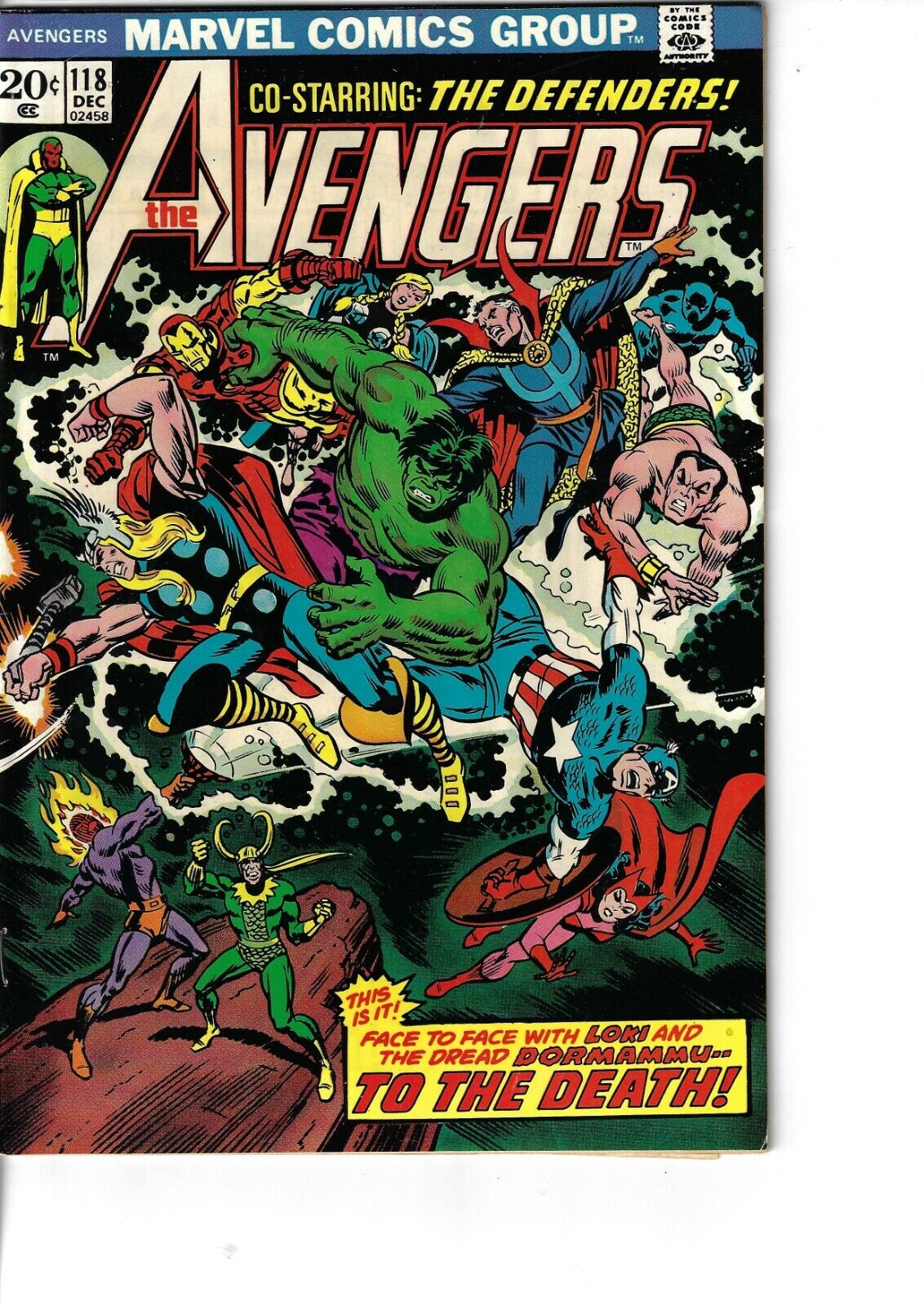 Avengers 118 Defenders Dormammu Loki Hulk VG 1973 Glossy