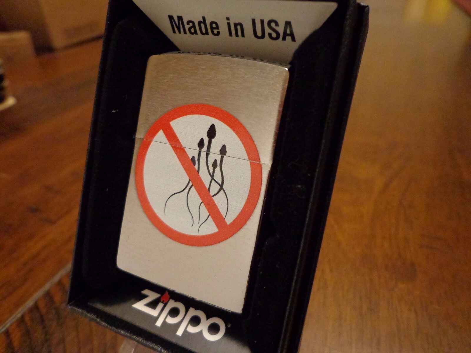 NO SWIMMERS SPERM SWIMMING FUNNY SIGN ZIPPO LIGHTER MINT IN BOX
