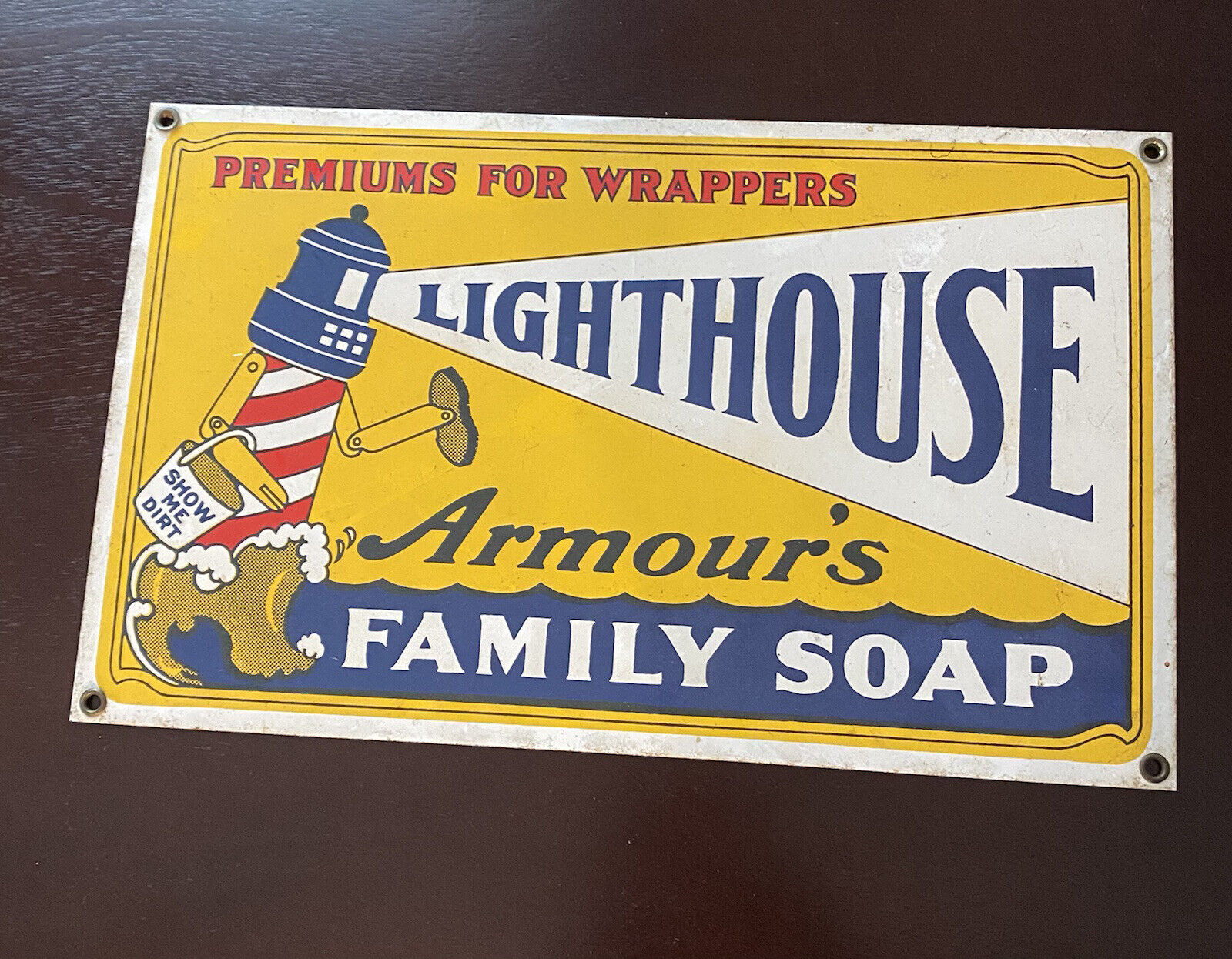 Vintage Porcelain Sign Armour’s Family Soap  by Ande Rooney Sign Co.-8X13 INCHES