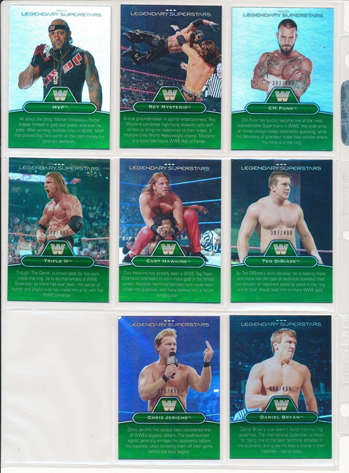 2010 TOPPS WWE PLATINUM LEGENDARY SUPERSTARS BUNDLE #2 LOT OF (8) CARDS NUMBERED