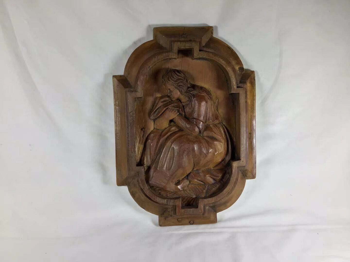 1 Pc Vintage Antique 1930s Hand Carved Wood Statue Of Our Lady