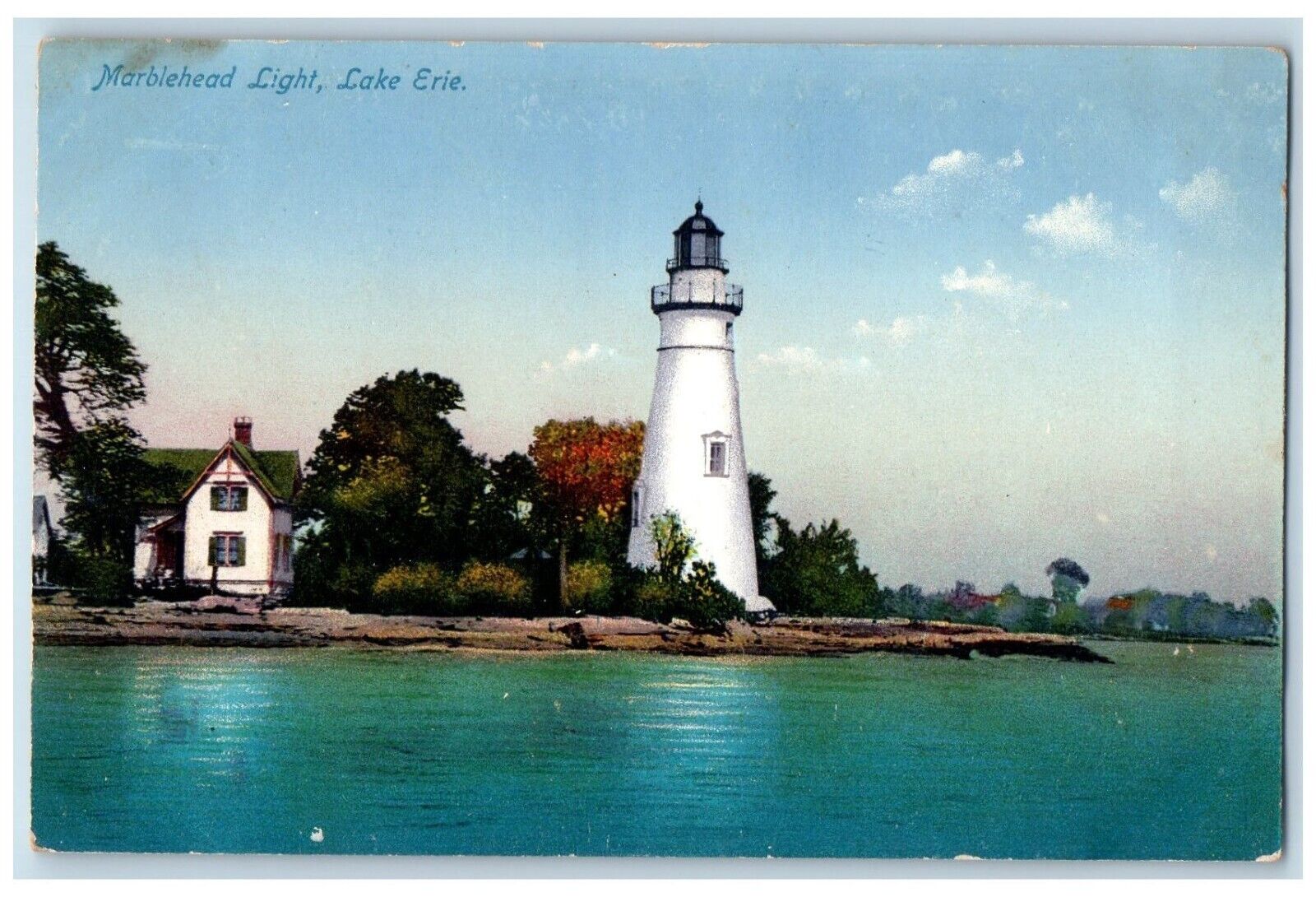 Marblehead Ohio Postcard Marblehead Light Lake Erie Tower Exterior c1910 Vintage