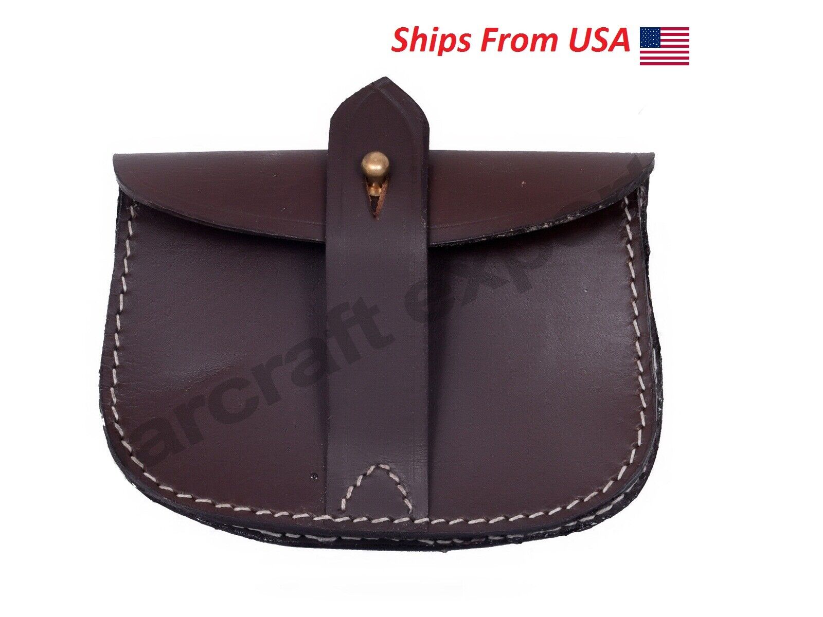 Leather Officers Sam Browne Ammo Pouch for Sam Browne Belt - Dark Brown