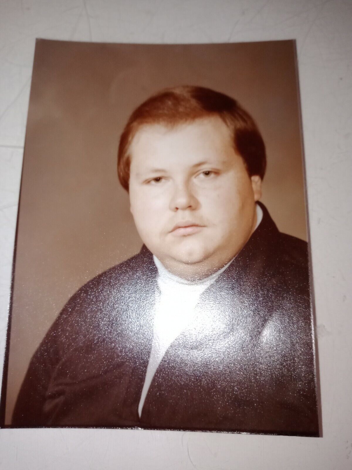 Vintage found photograph ORIGINAL Serious young chubby male 5\