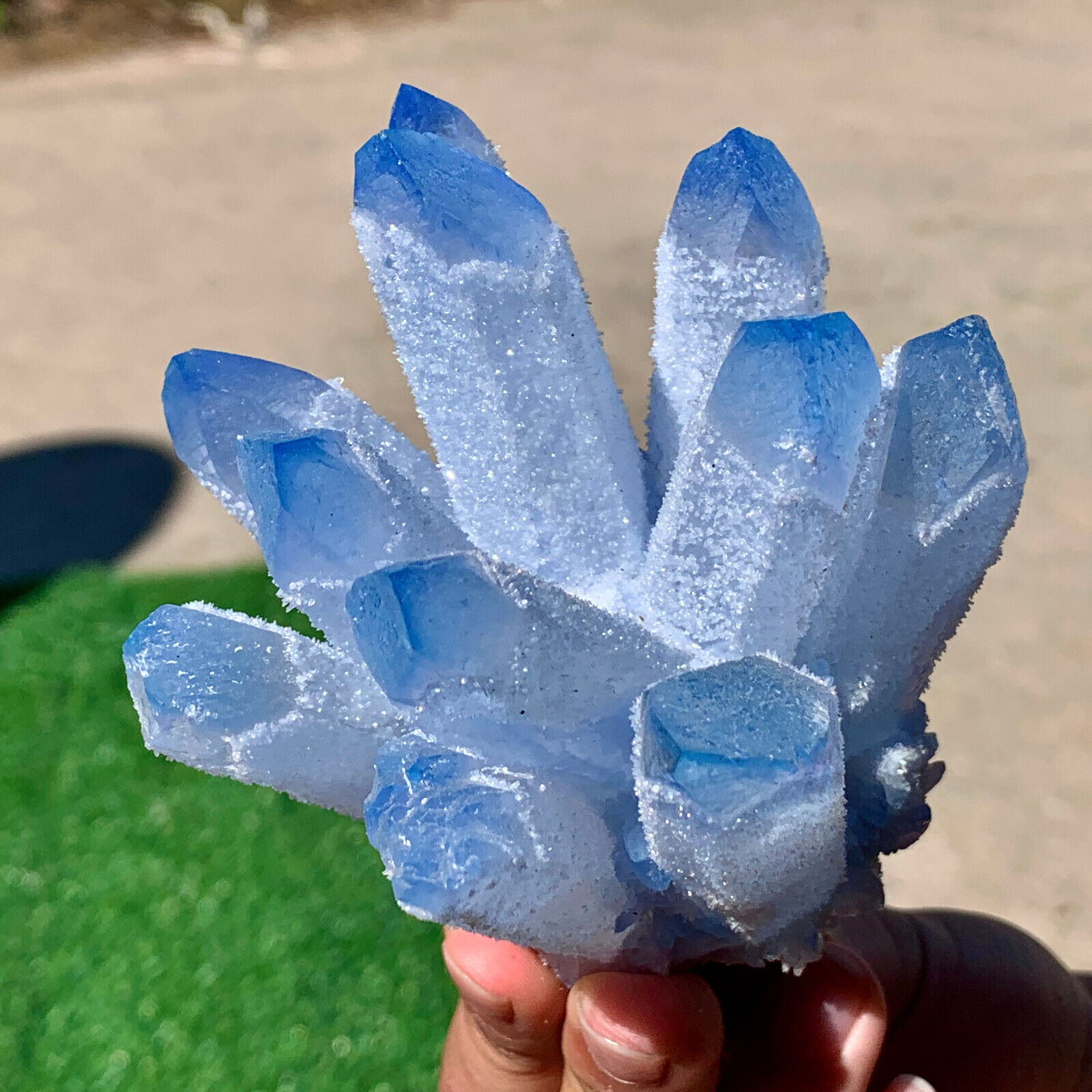 398G Newly Discovered blue Phantom Quartz Crystal Cluster Mineral Sample Restora