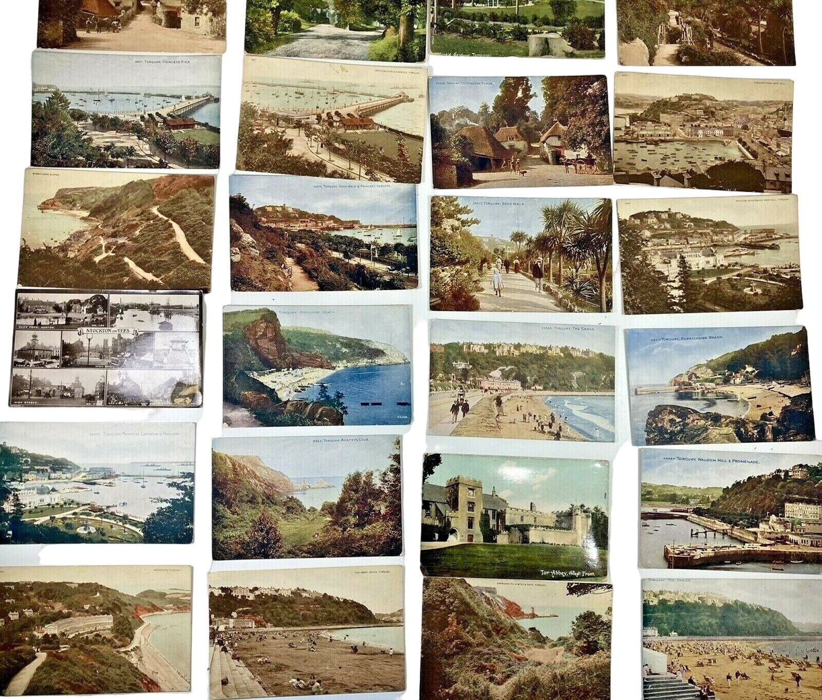 28 Vtg Postcards Torquay England Sands Cove Waldon West Front Beach Lot 1900s