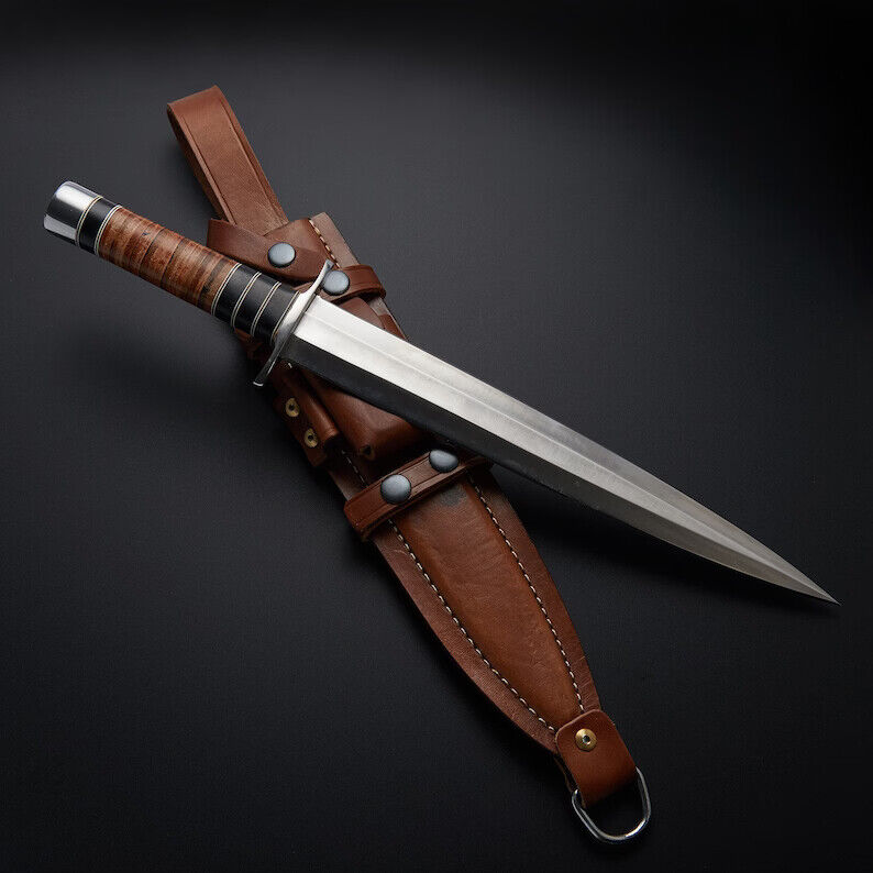 Arkansas Toothpick Dagger Handmade D2 Dagger Hunting custom knife&Leather Sheath