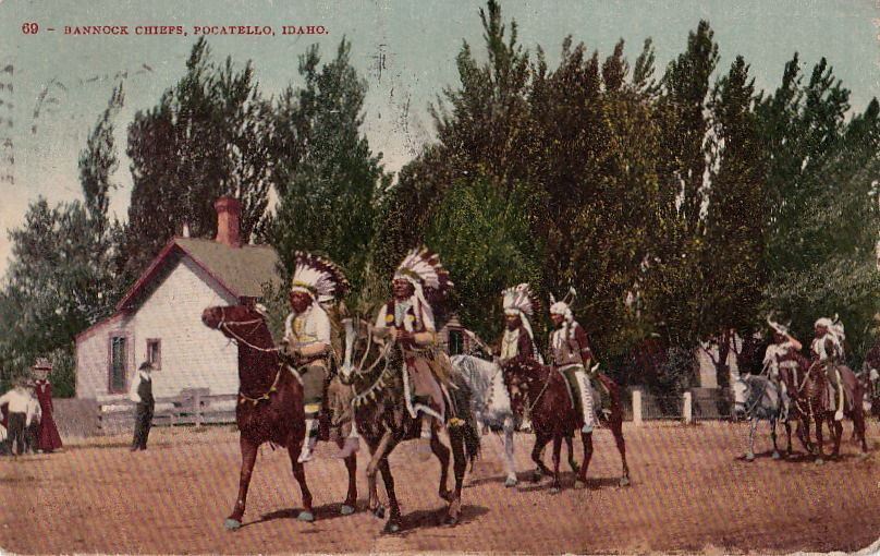 Postcard Native American Bannock Chiefs Pocatello Idaho ID