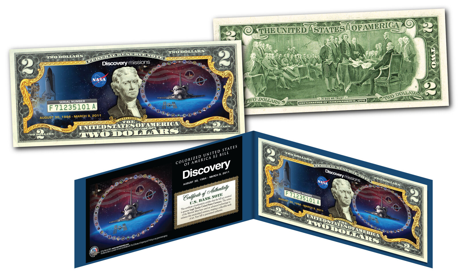 Space Shuttle DISCOVERY Missions Official Legal Tender U.S. $2 Bill NASA