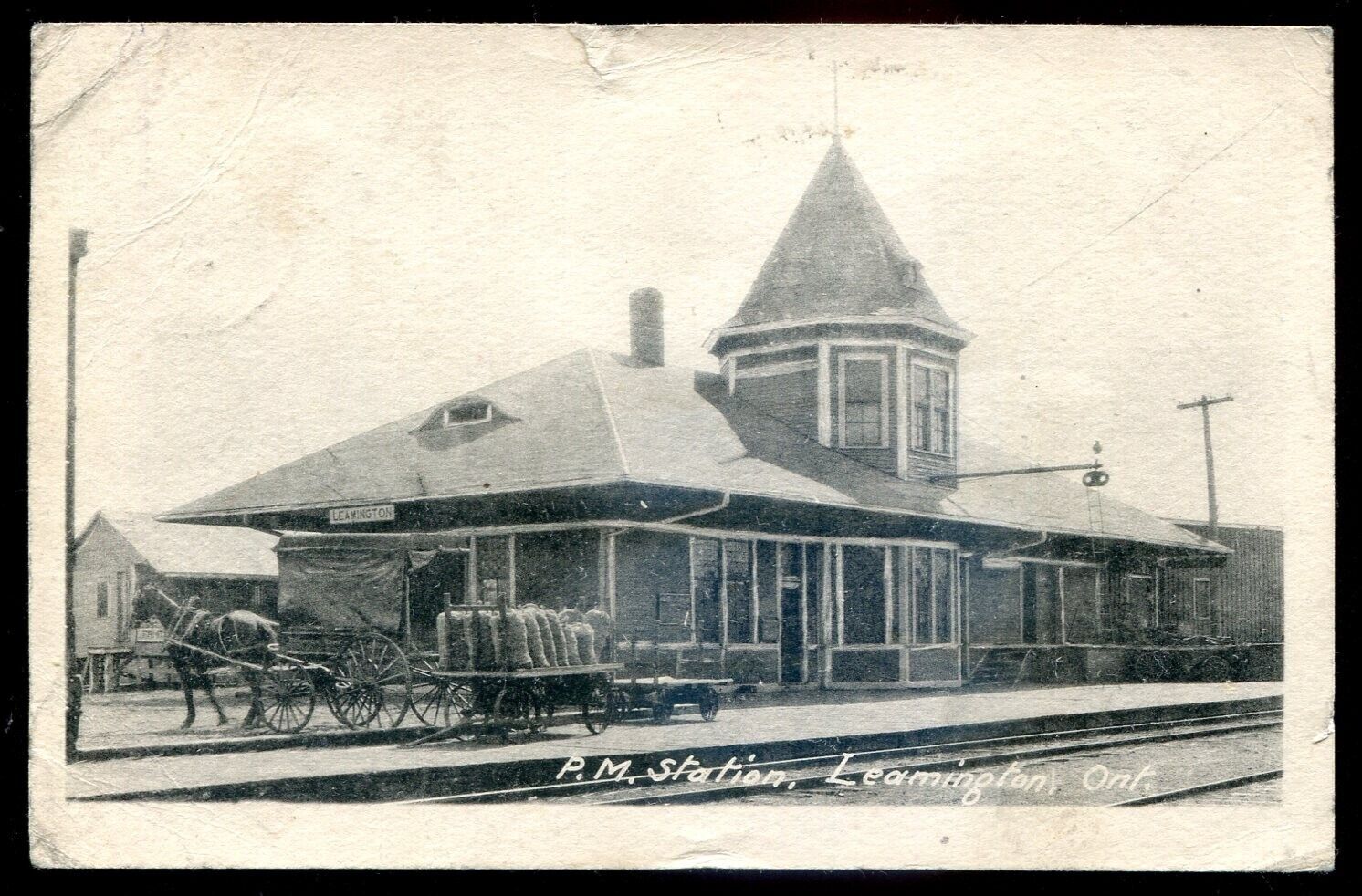 LEAMINGTON Ontario Postcard 1923 Train Station