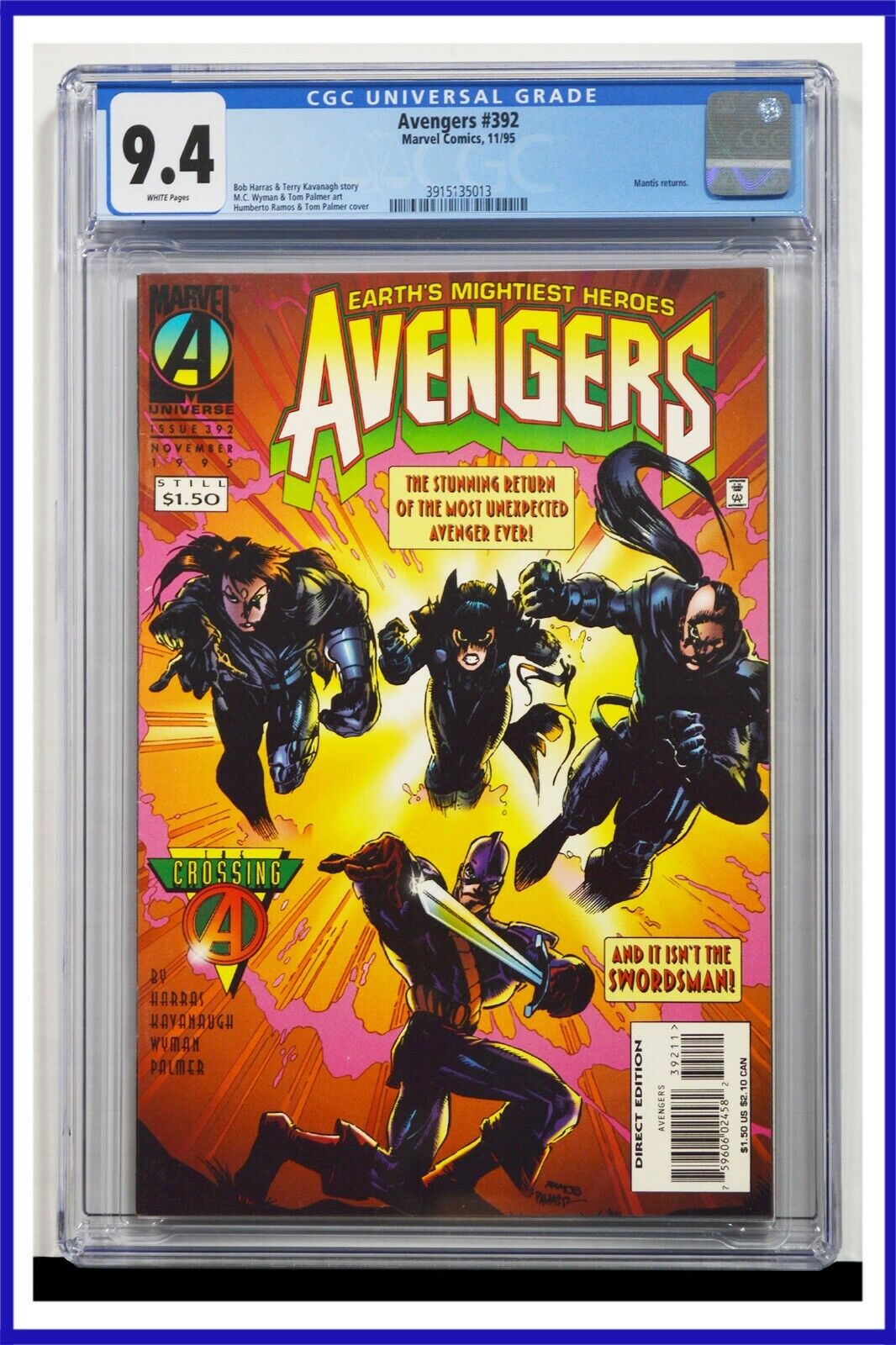 Avengers #392 CGC Graded 9.4 Marvel November 1995 White Pages Comic Book.